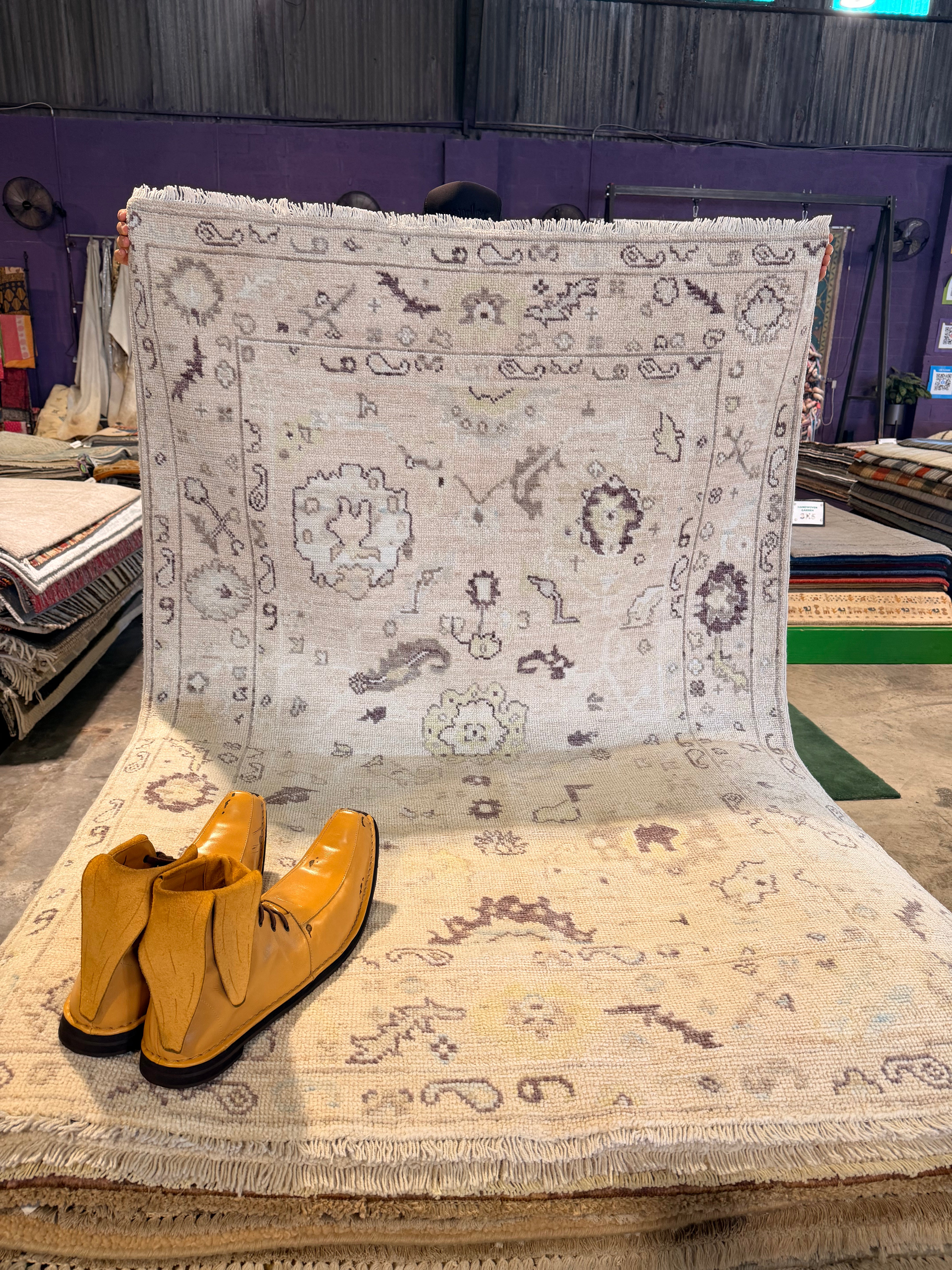 Erica Kay 4.2x6.1 Purple Afghani Whitewashed Oushak