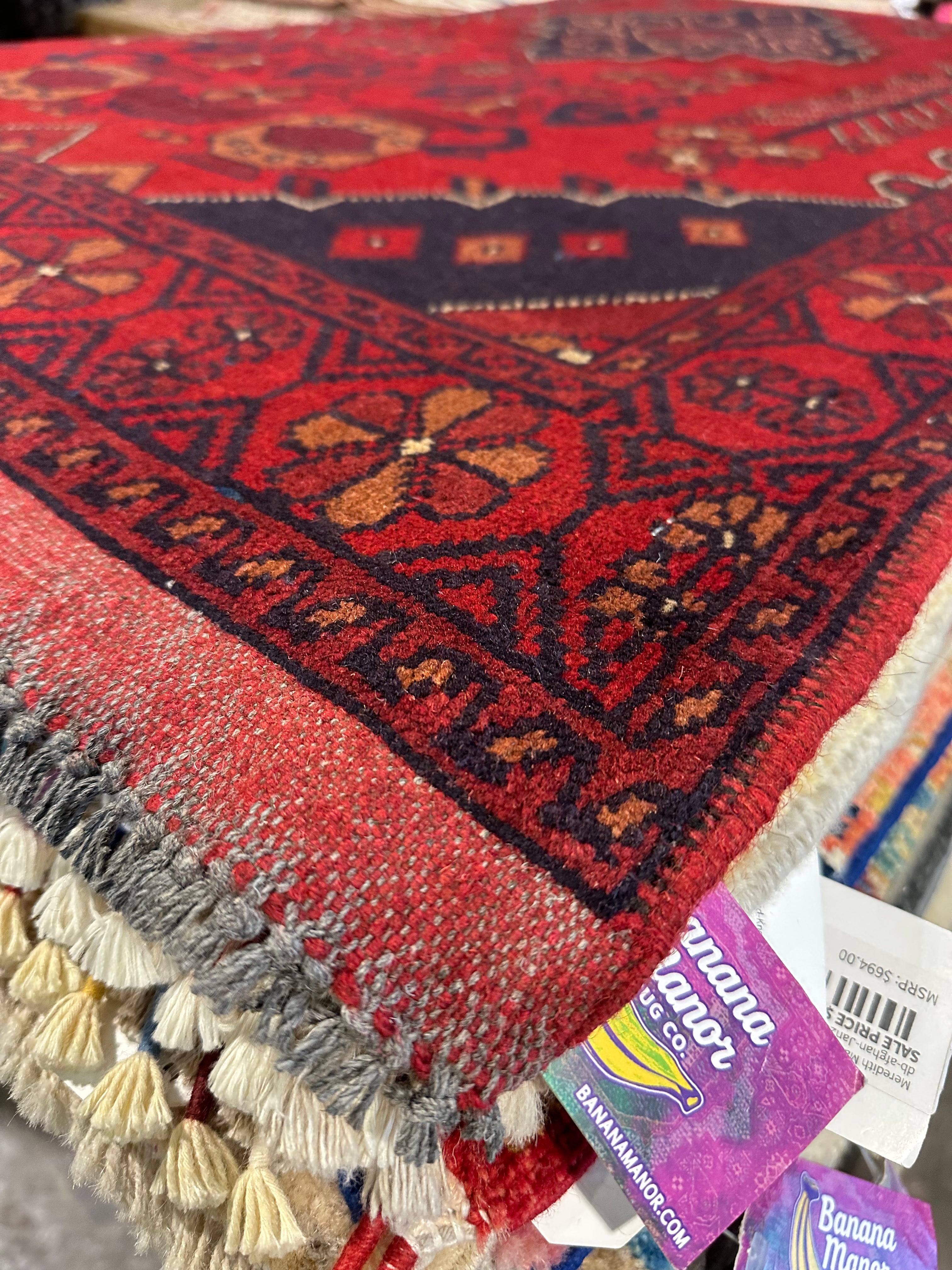 Abernathy Jones 3.3x5 Red Afghani Khal Muhammad Rug