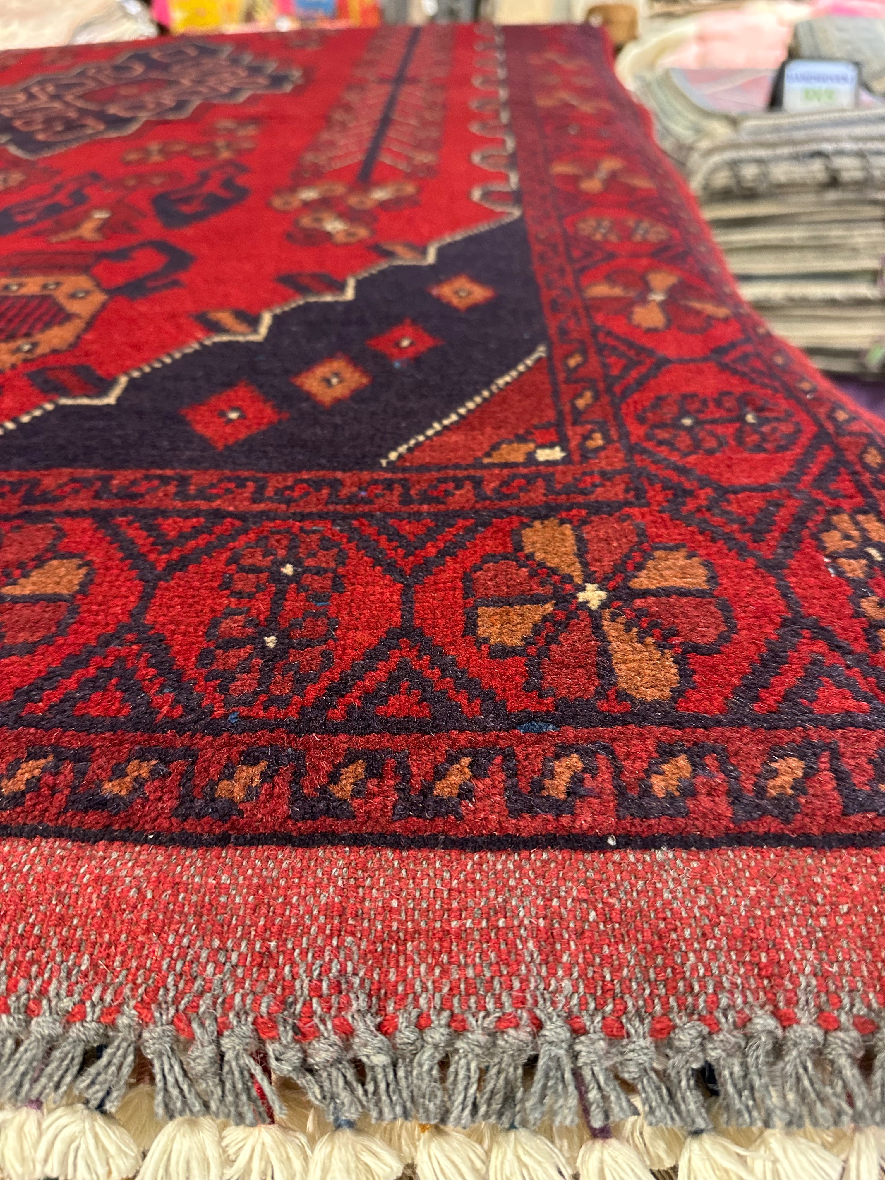 Abernathy Jones 3.3x5 Red Afghani Khal Muhammad Rug