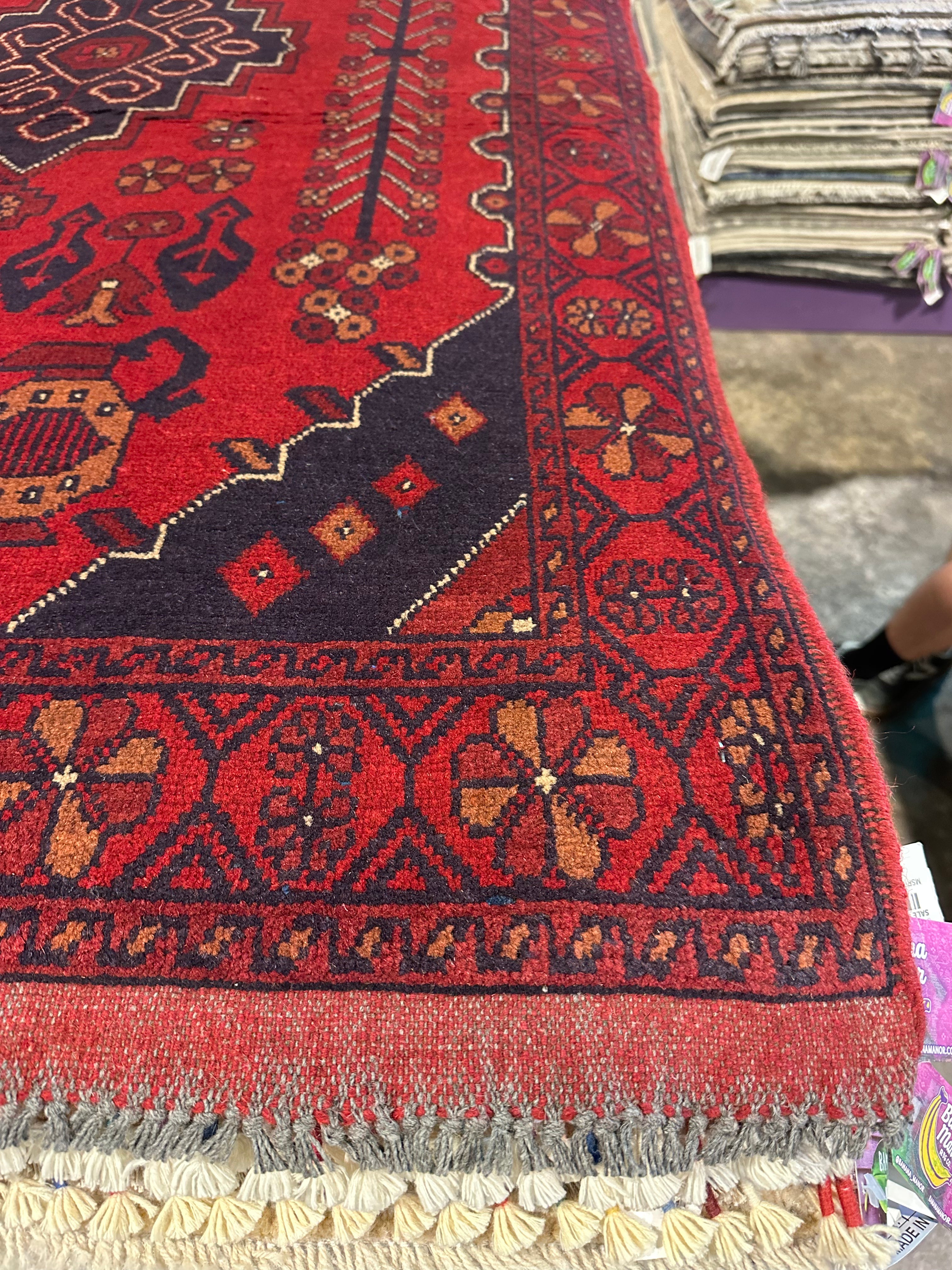 Abernathy Jones 3.3x5 Red Afghani Khal Muhammad Rug