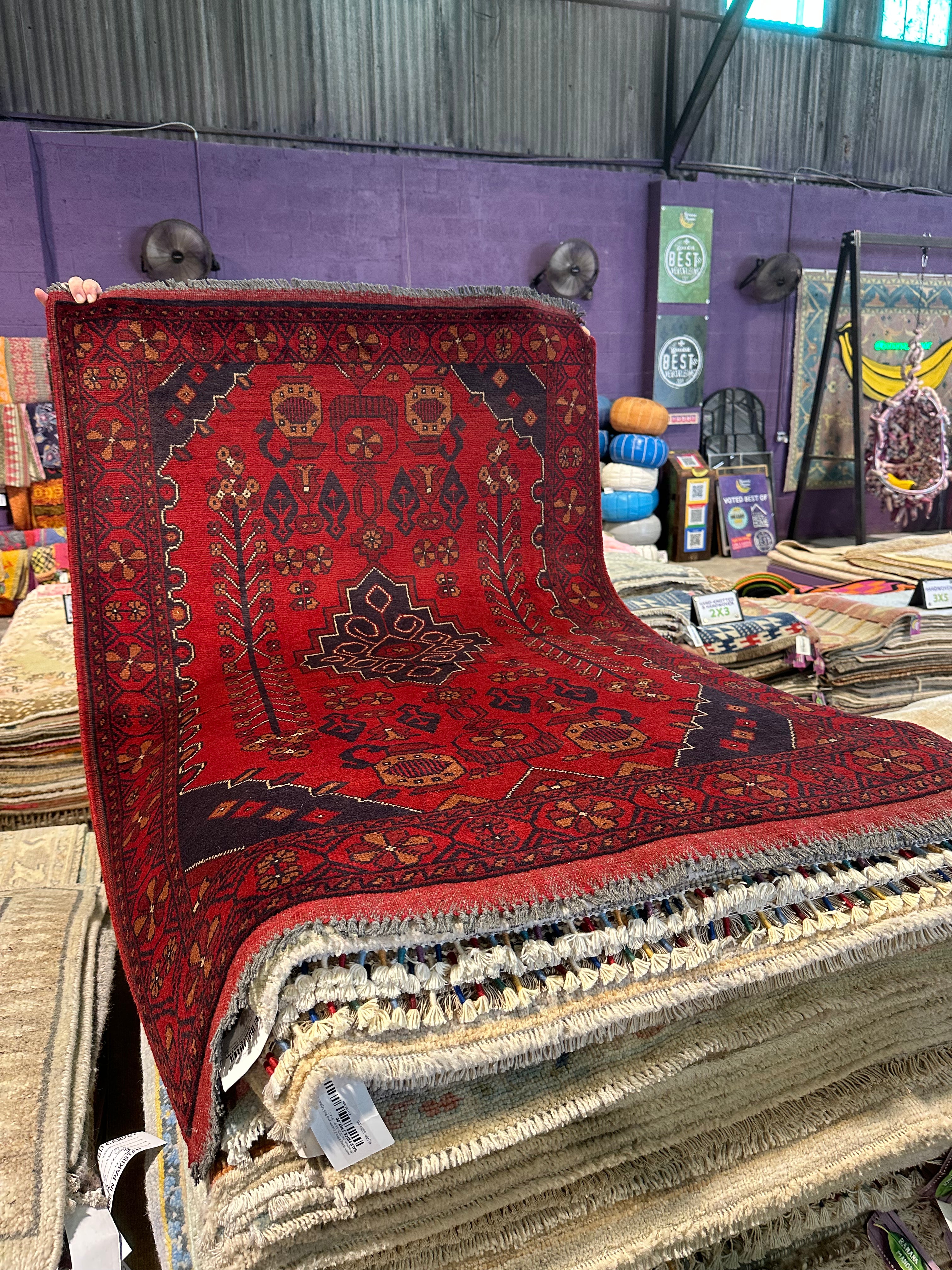 Abernathy Jones 3.3x5 Red Afghani Khal Muhammad Rug