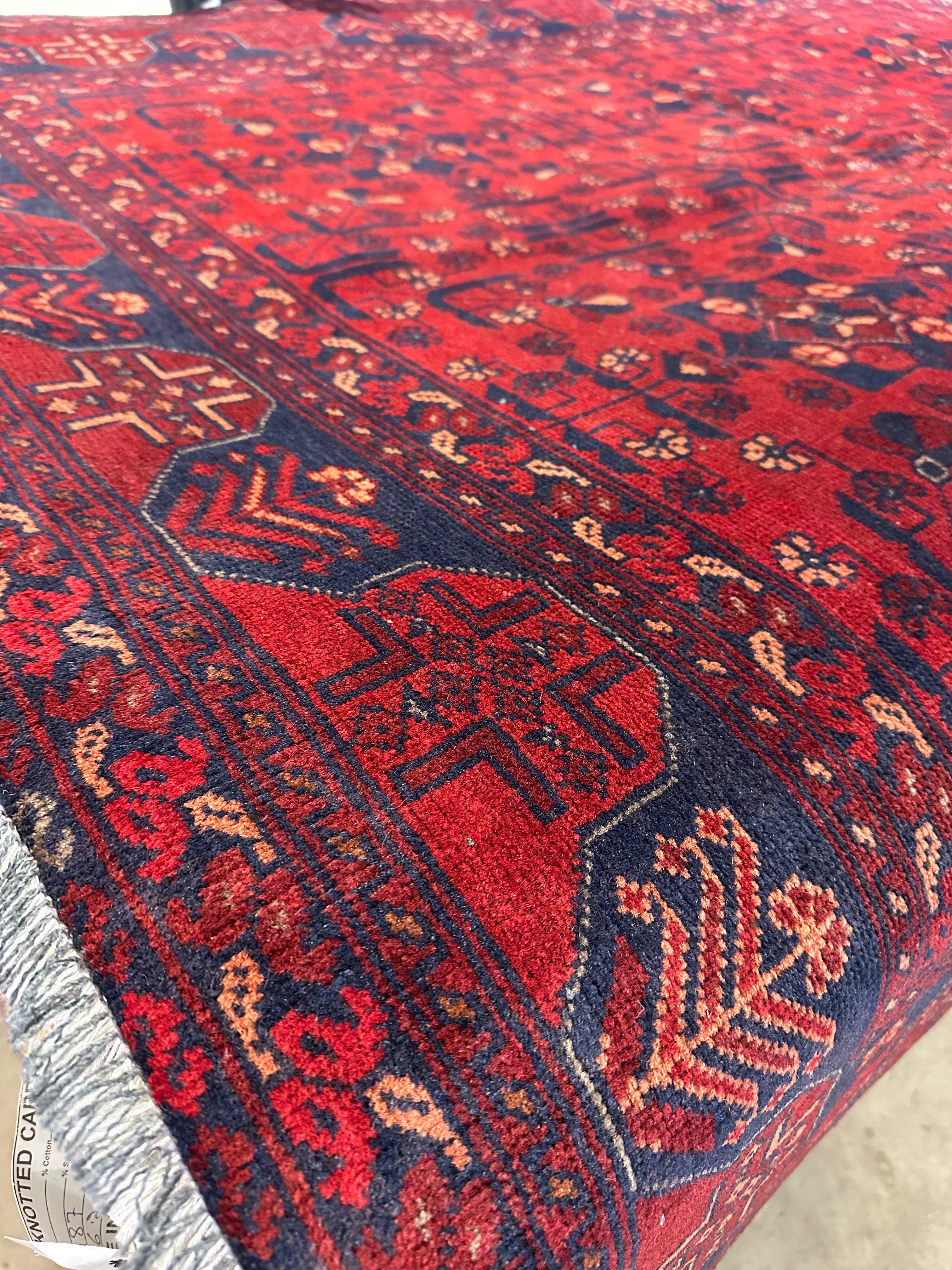 Sydney Poitier 4.11x6.4 Red Afghani Khal Muhammad Rug