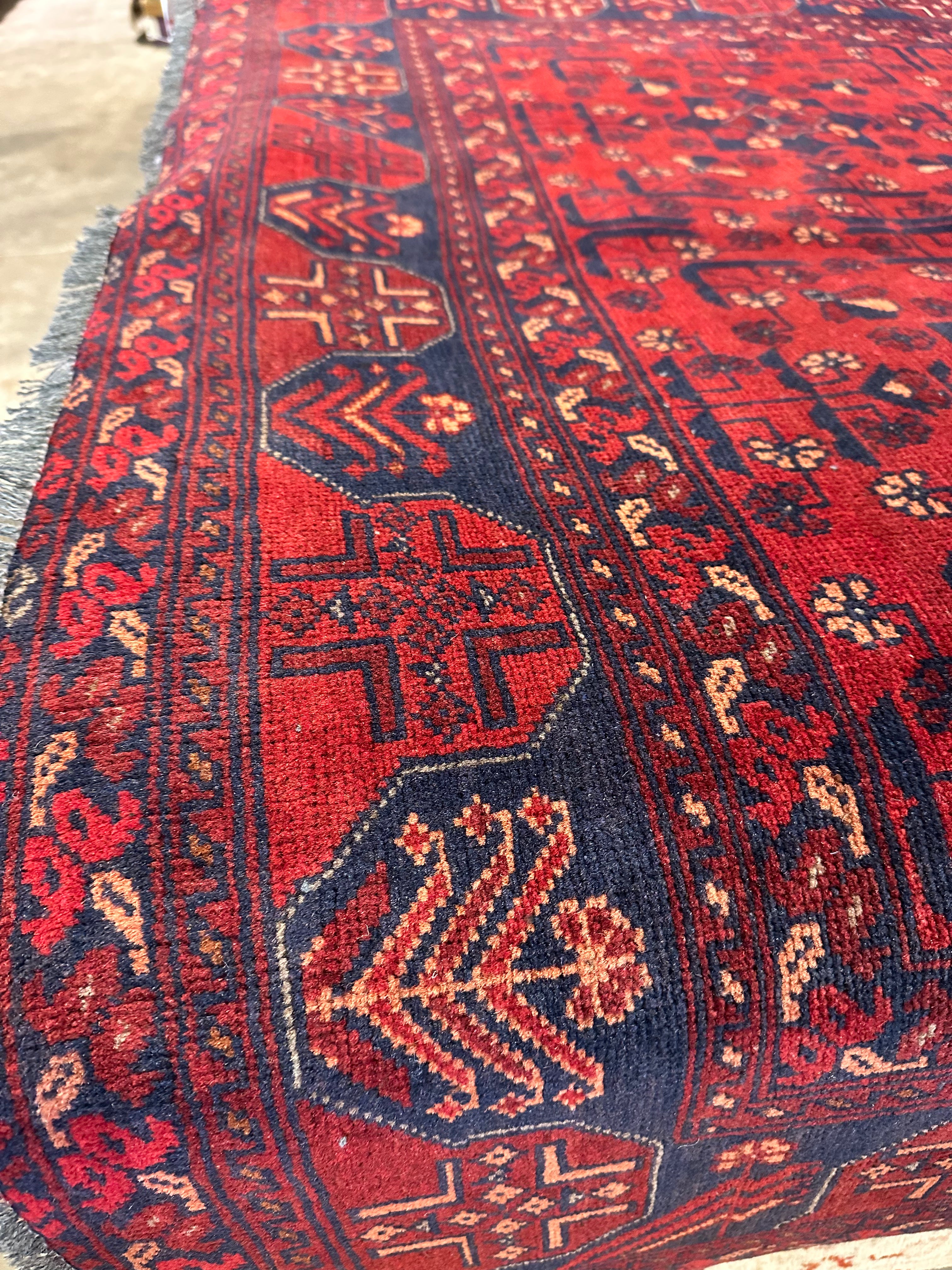 Sydney Poitier 4.11x6.4 Red Afghani Khal Muhammad Rug