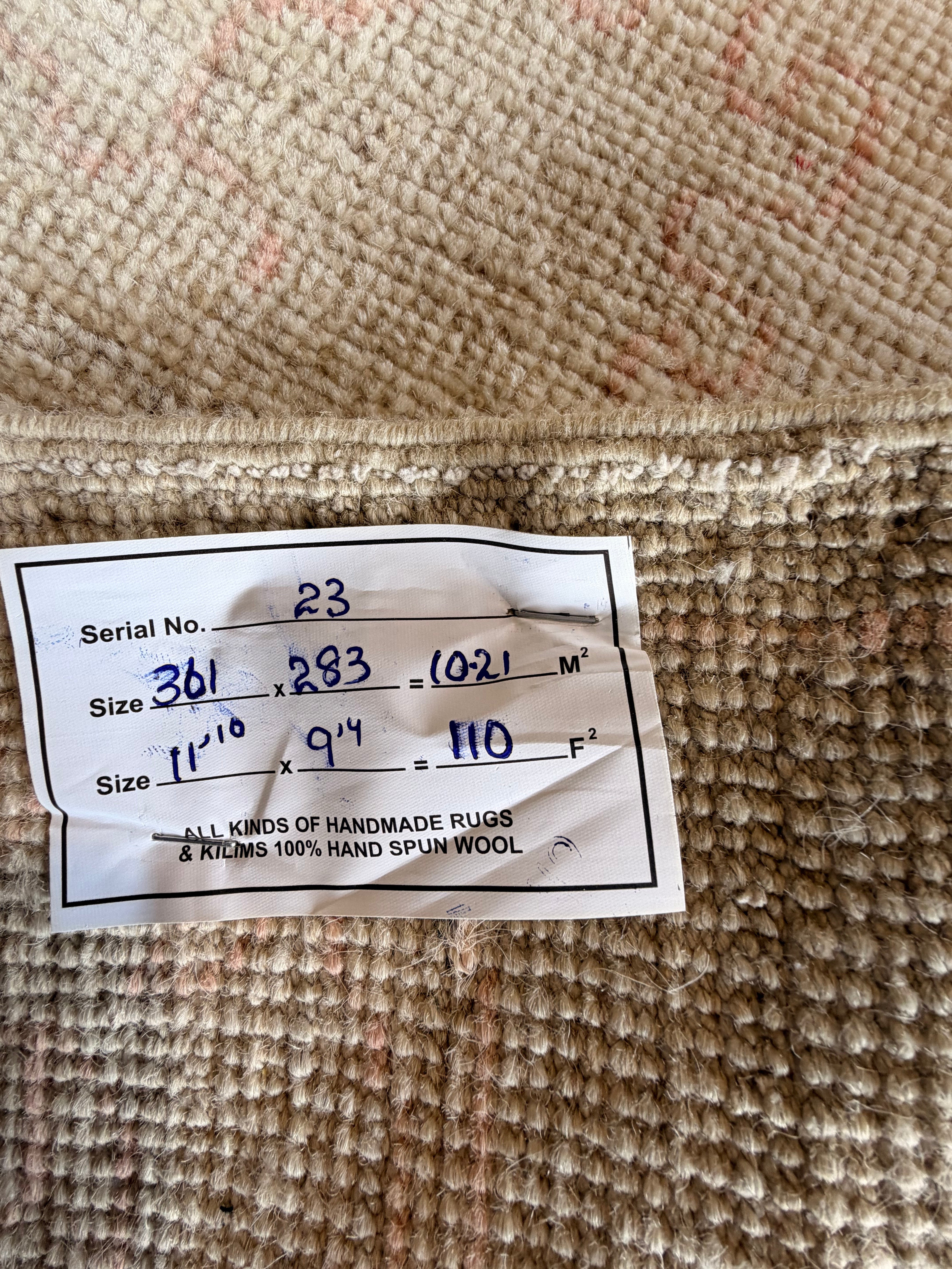 Roxie 9.4x11.10 Pink Afghani Whitewashed Oushak