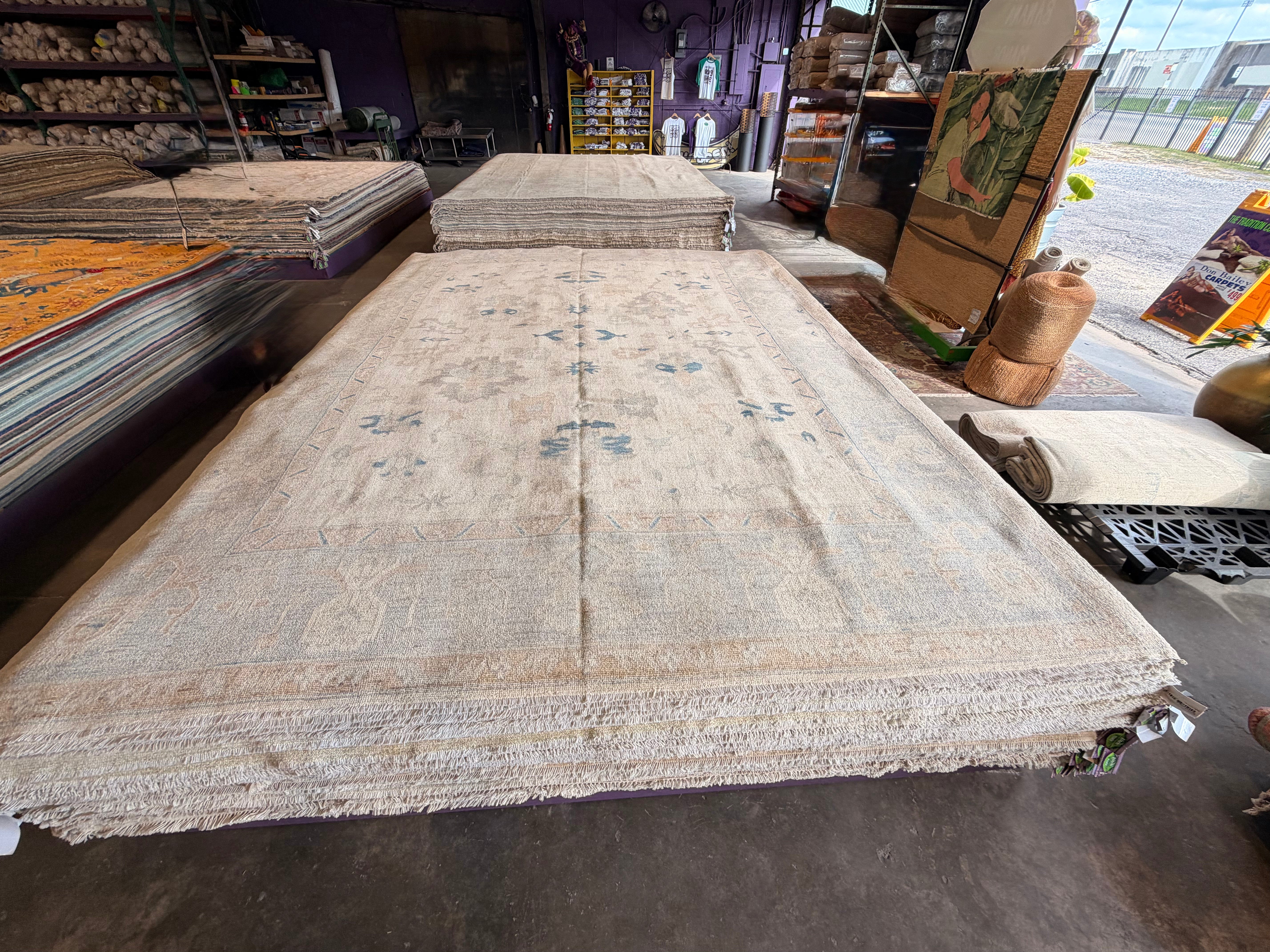 Laura Linney 9.1x11.9 Blue Afghani Whitewashed Oushak