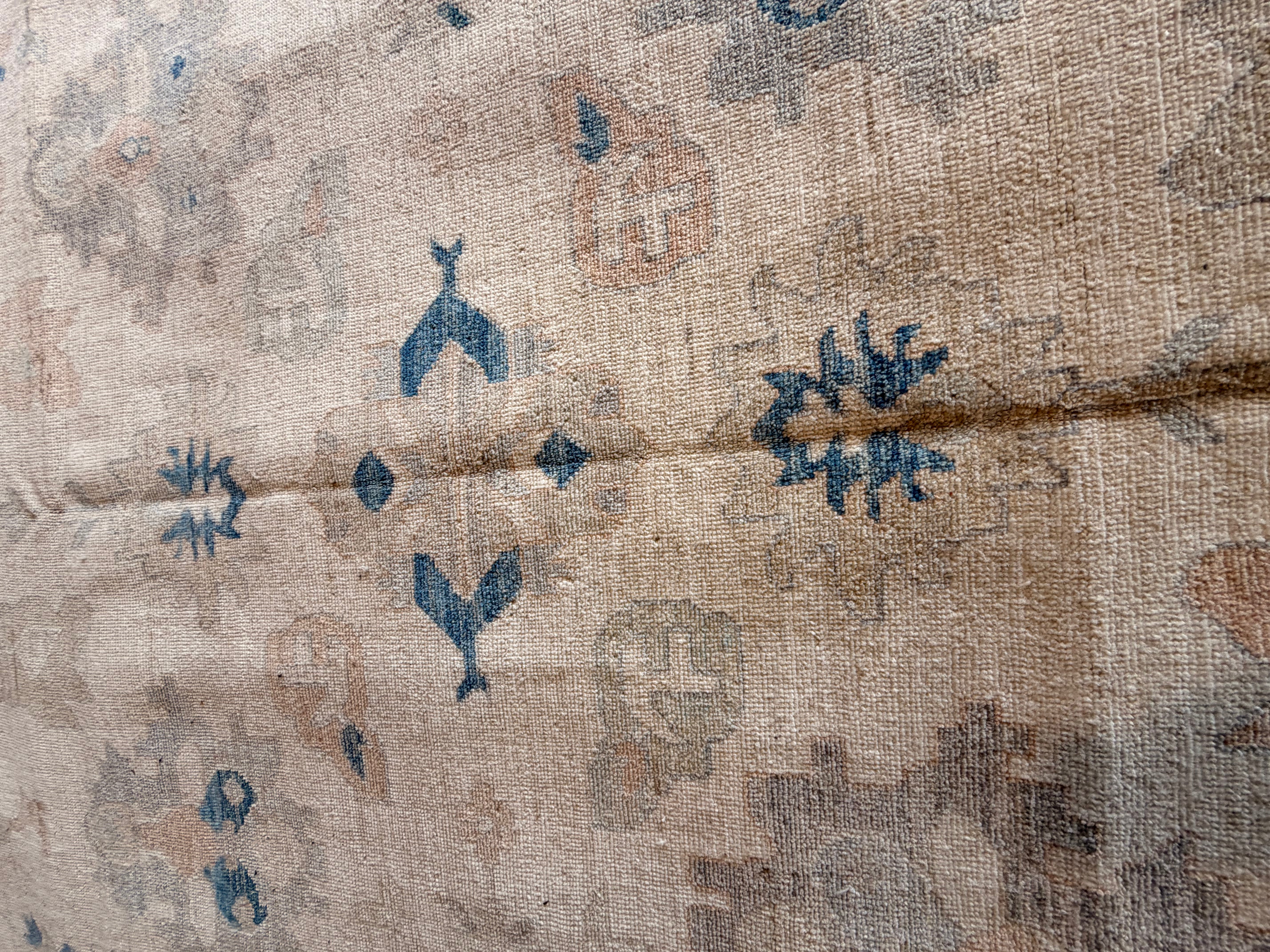 Laura Linney 9.1x11.9 Blue Afghani Whitewashed Oushak