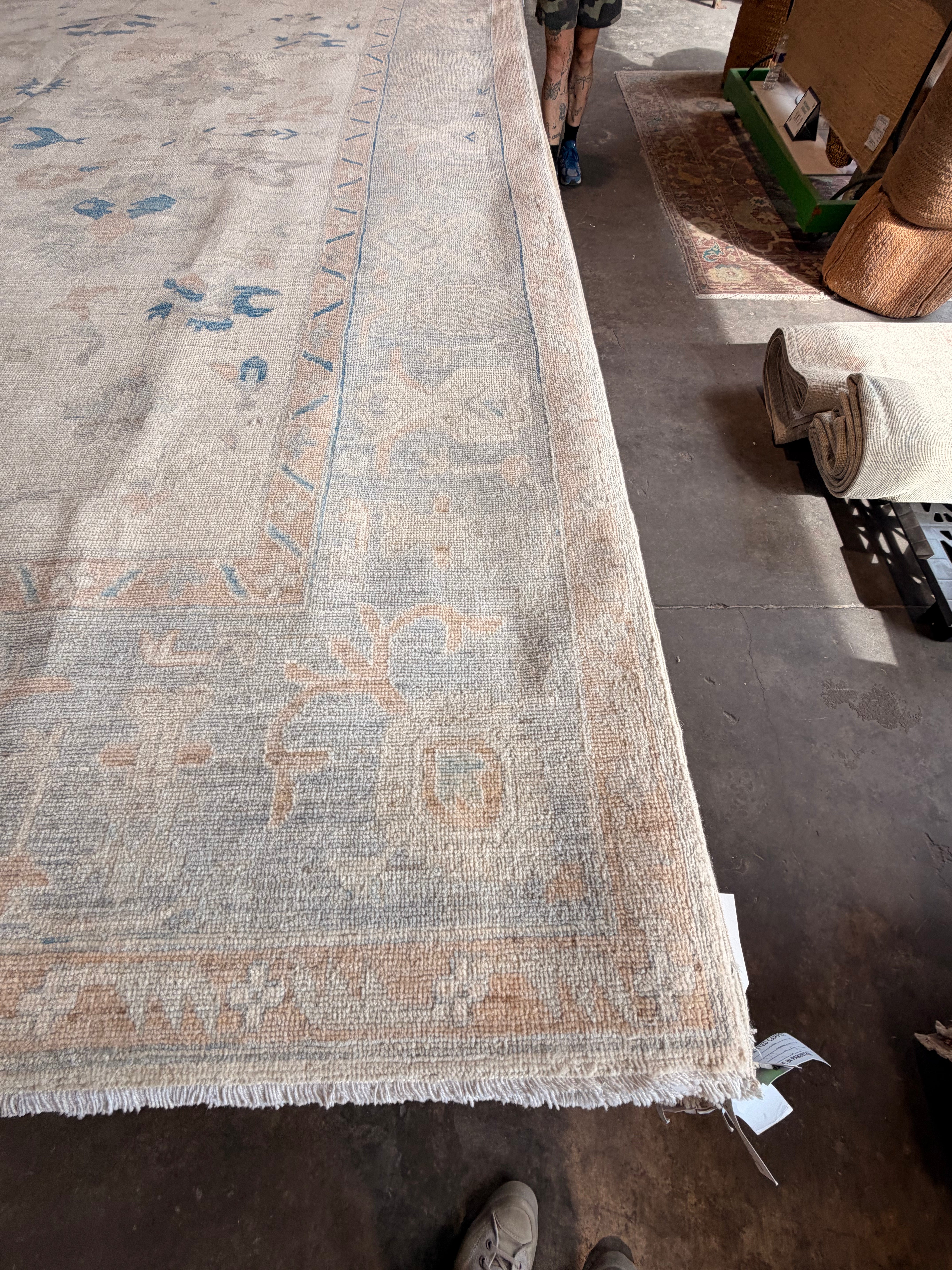 Laura Linney 9.1x11.9 Blue Afghani Whitewashed Oushak