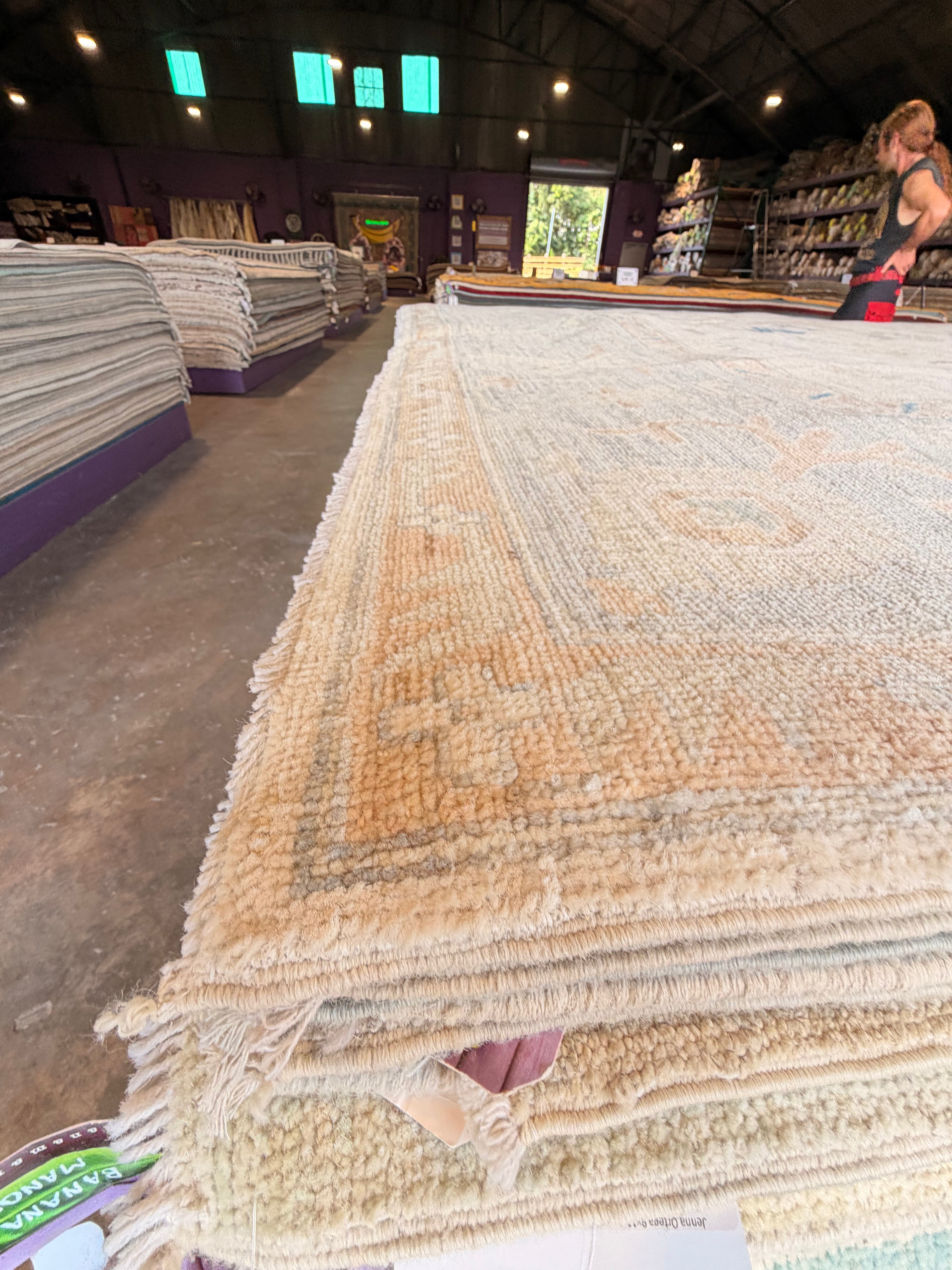 Laura Linney 9.1x11.9 Blue Afghani Whitewashed Oushak