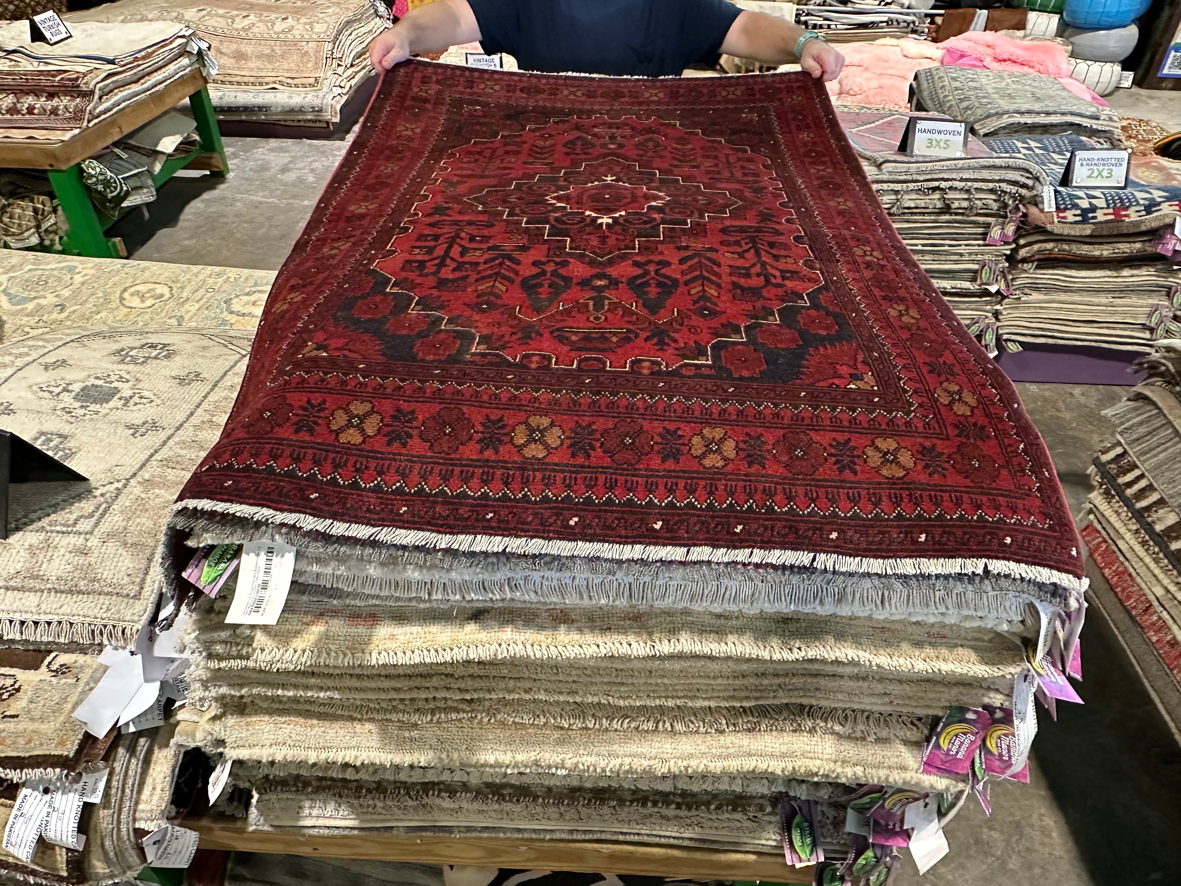 Irina Novacheck 3.3x4.11 Red Afghani Khamyab Rug