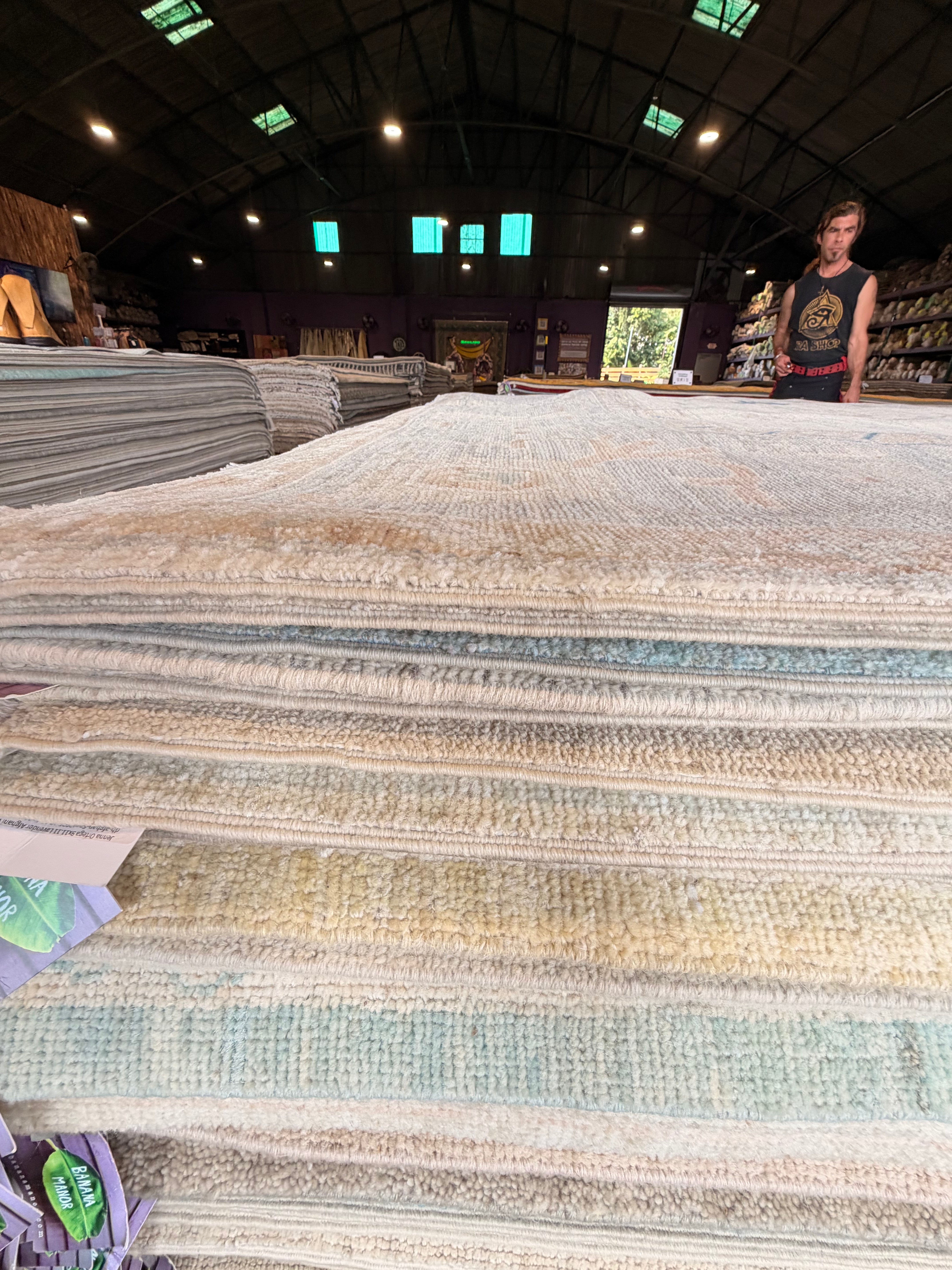 Laura Linney 9.1x11.9 Blue Afghani Whitewashed Oushak