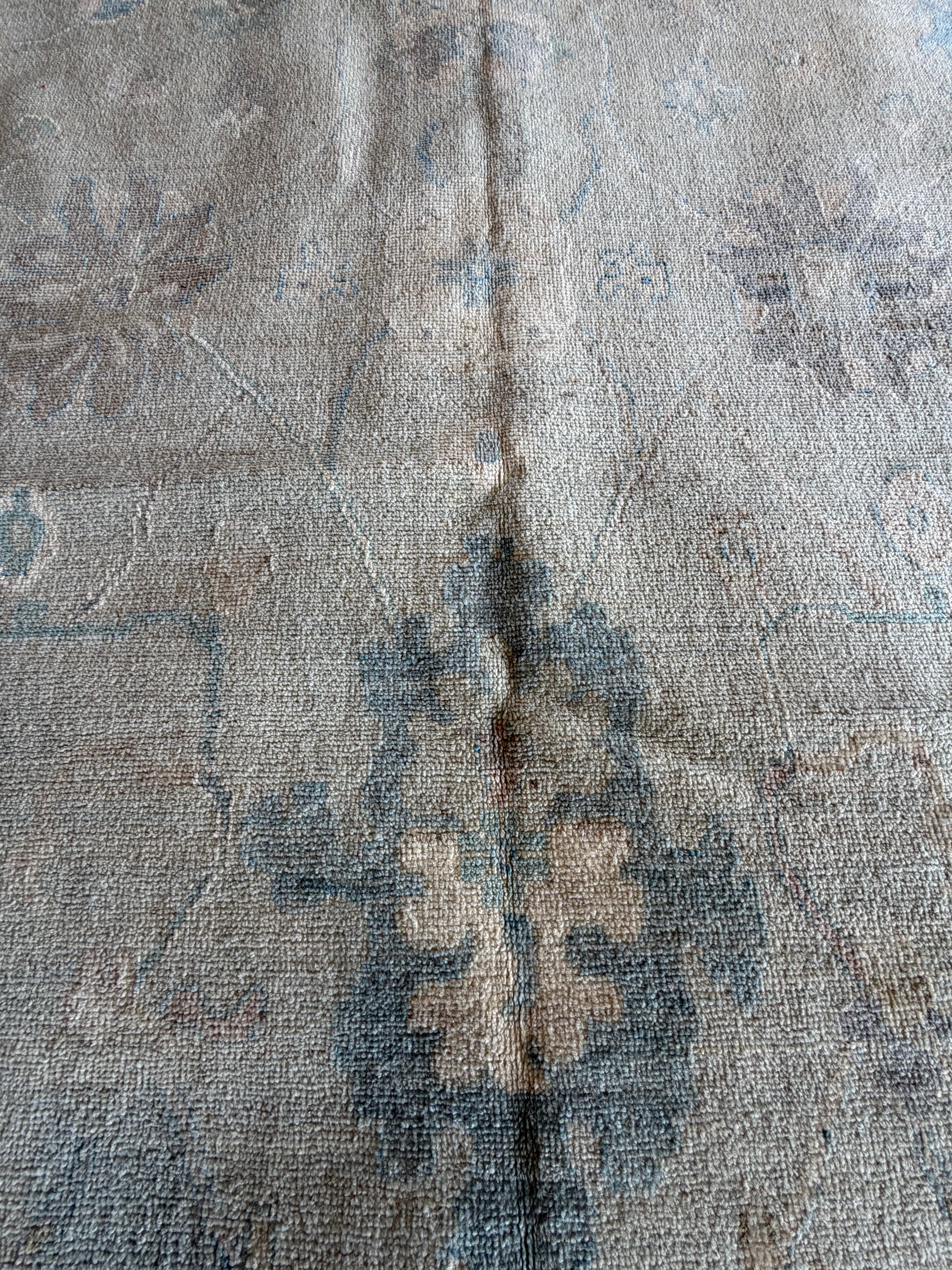 Abbey Lake 9x12.1 Blue Afghani Whitewashed Oushak