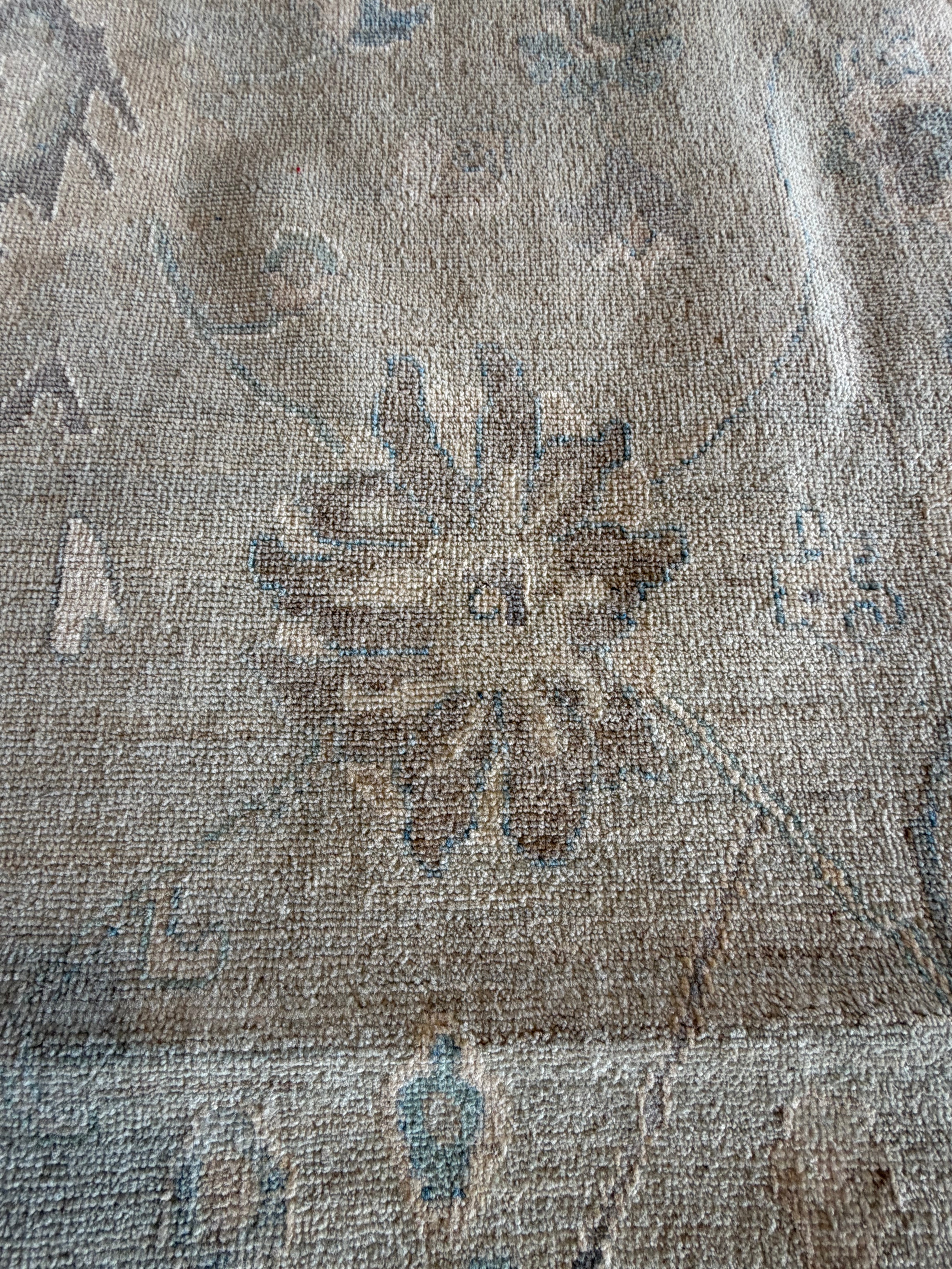 Abbey Lake 9x12.1 Blue Afghani Whitewashed Oushak