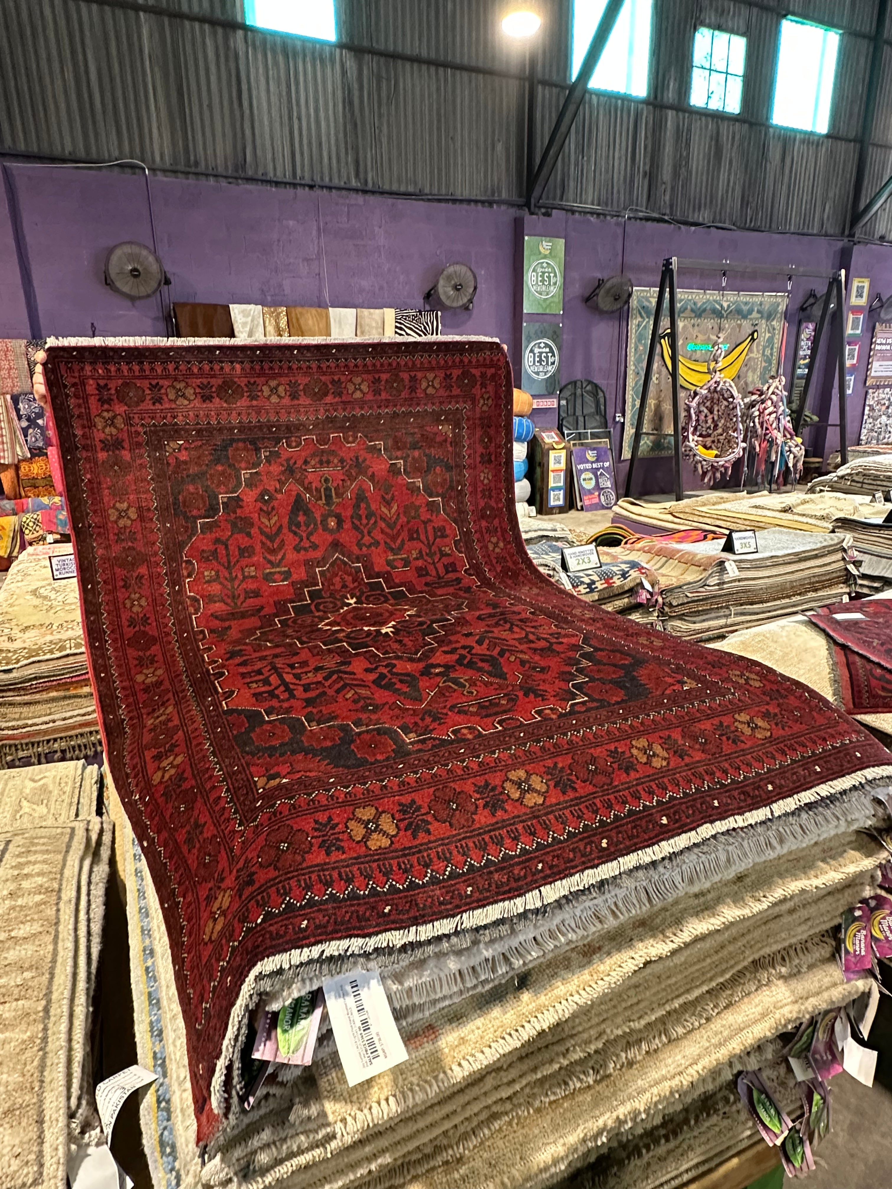 Irina Novacheck 3.3x4.11 Red Afghani Khamyab Rug