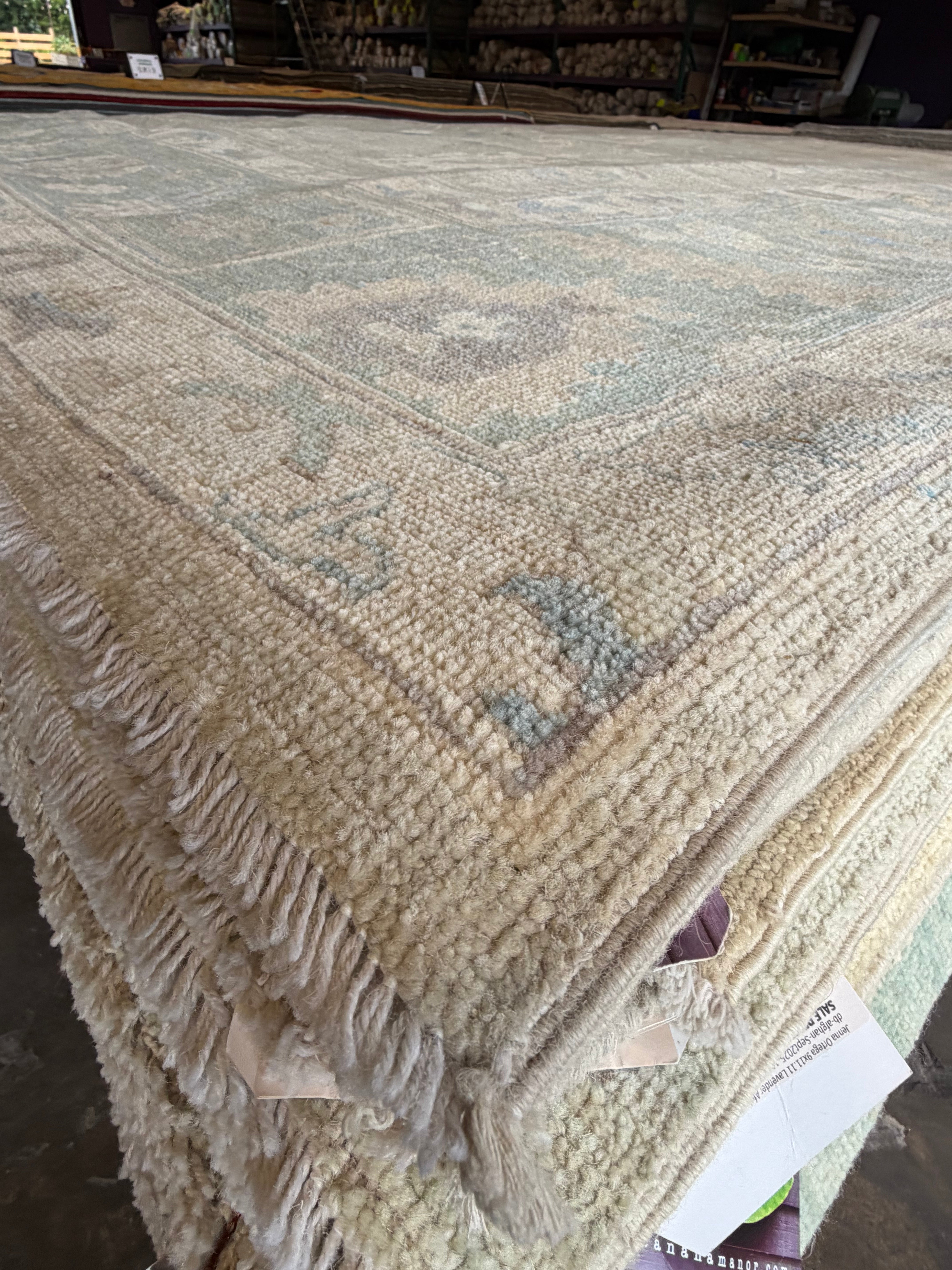 Abbey Lake 9x12.1 Blue Afghani Whitewashed Oushak