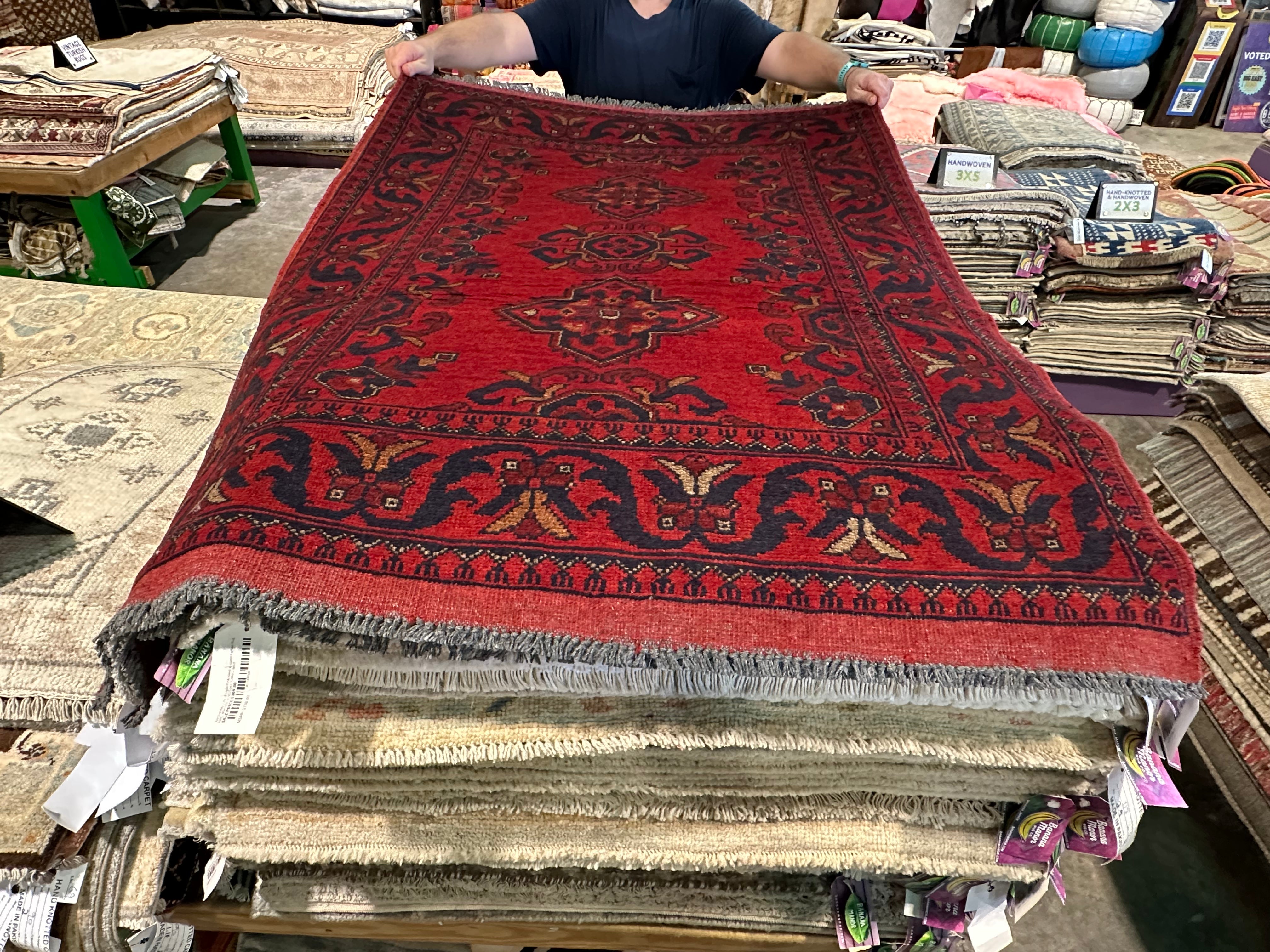 Arlene Johnson 3.3x4.6 Red Afghani Khal Muhammad Rug