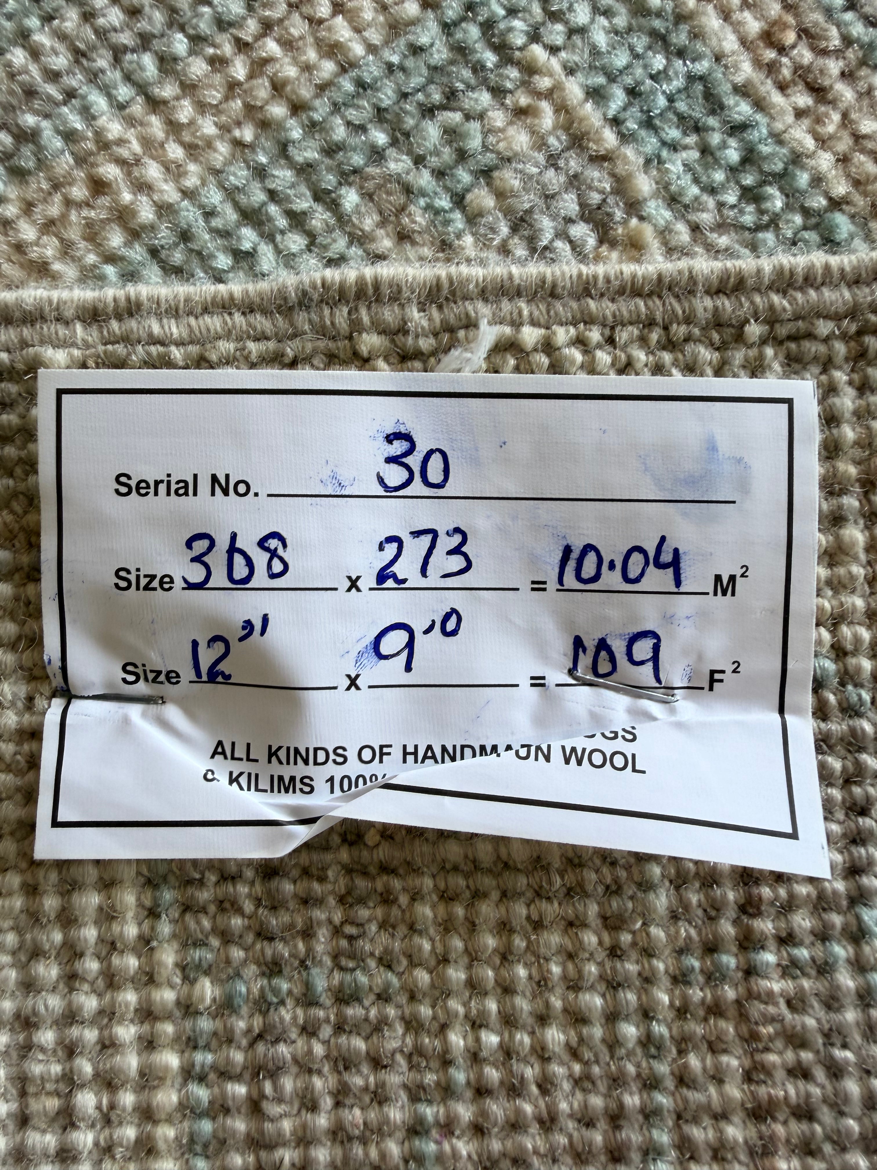 Abbey Lake 9x12.1 Blue Afghani Whitewashed Oushak