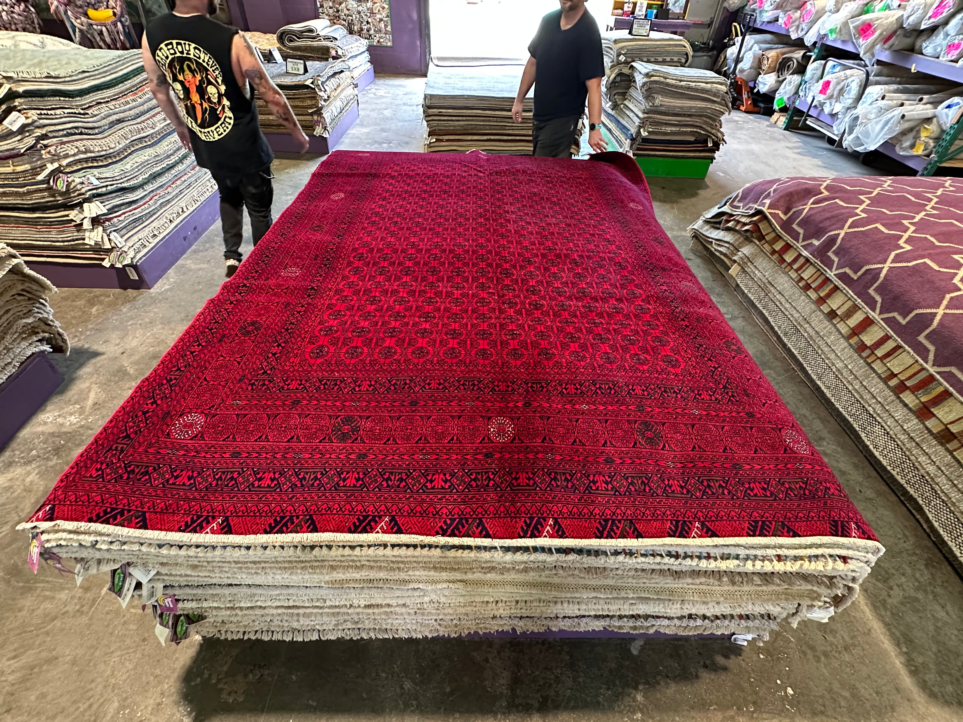 Karen Prell 6.4x9.3 Red Afghani Beljik Rug