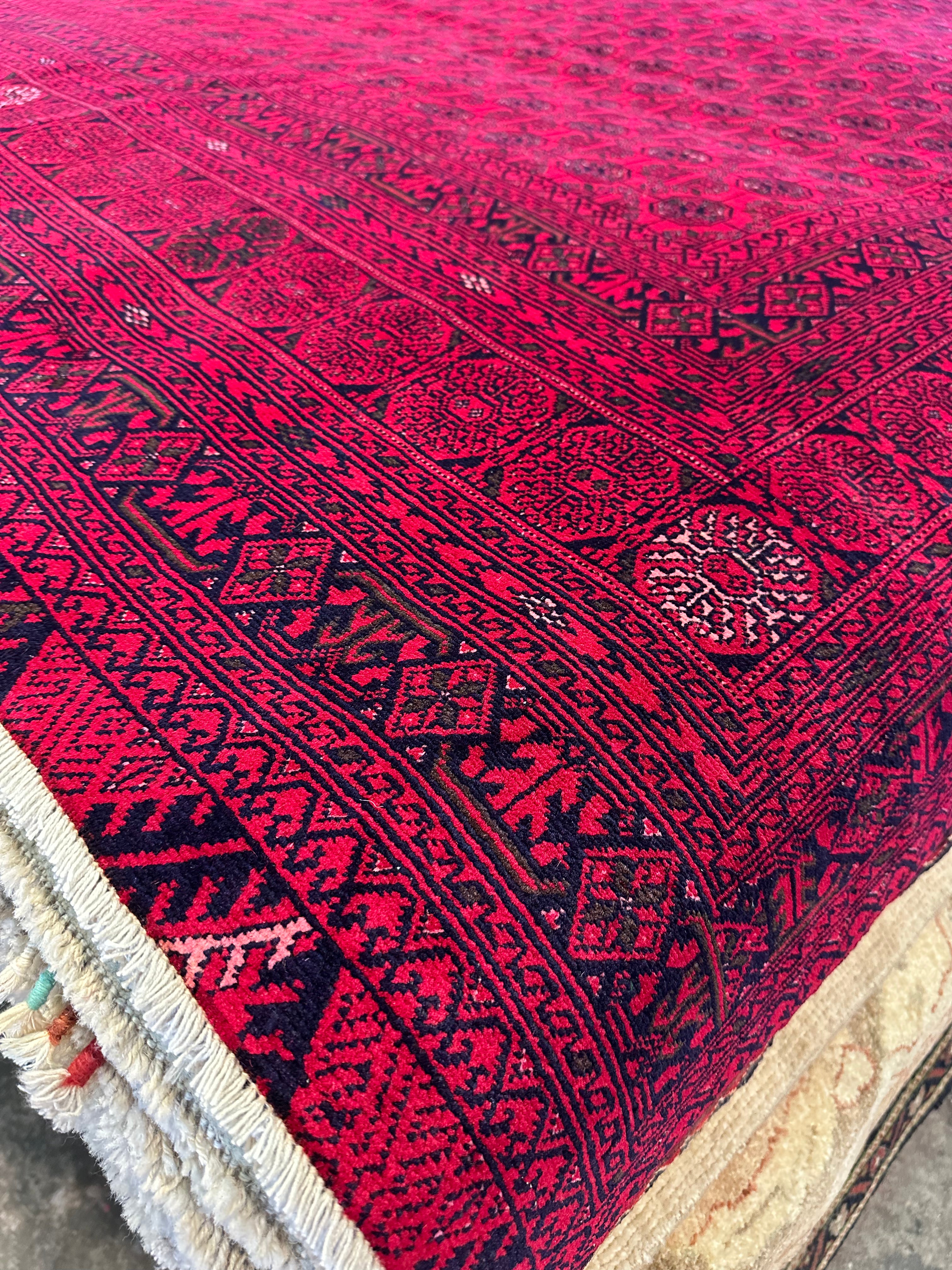Karen Prell 6.4x9.3 Red Afghani Beljik Rug