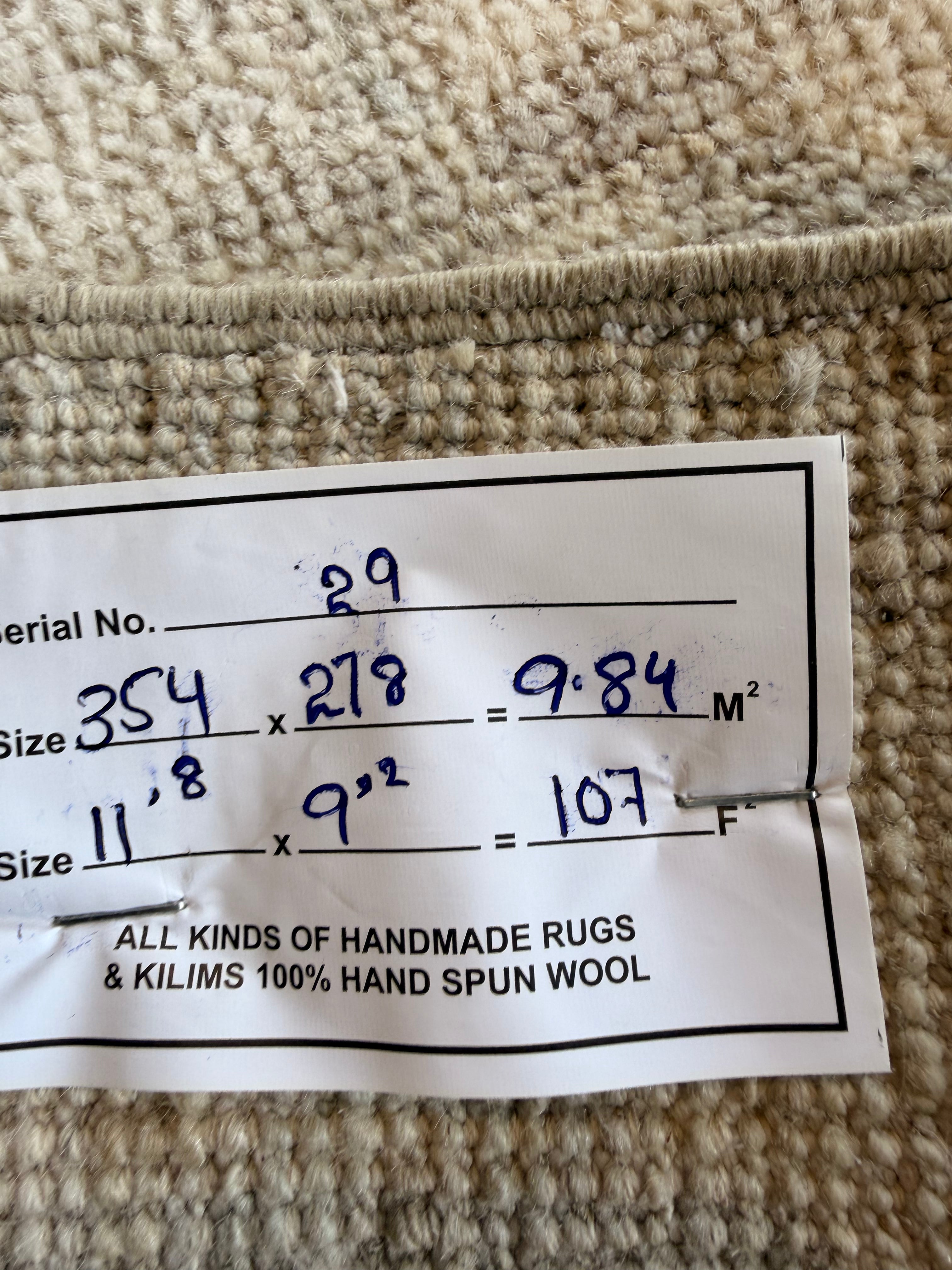 Mel Whitney 9.2x11.8 Ivory and Pink Afghani Whitewashed Oushak