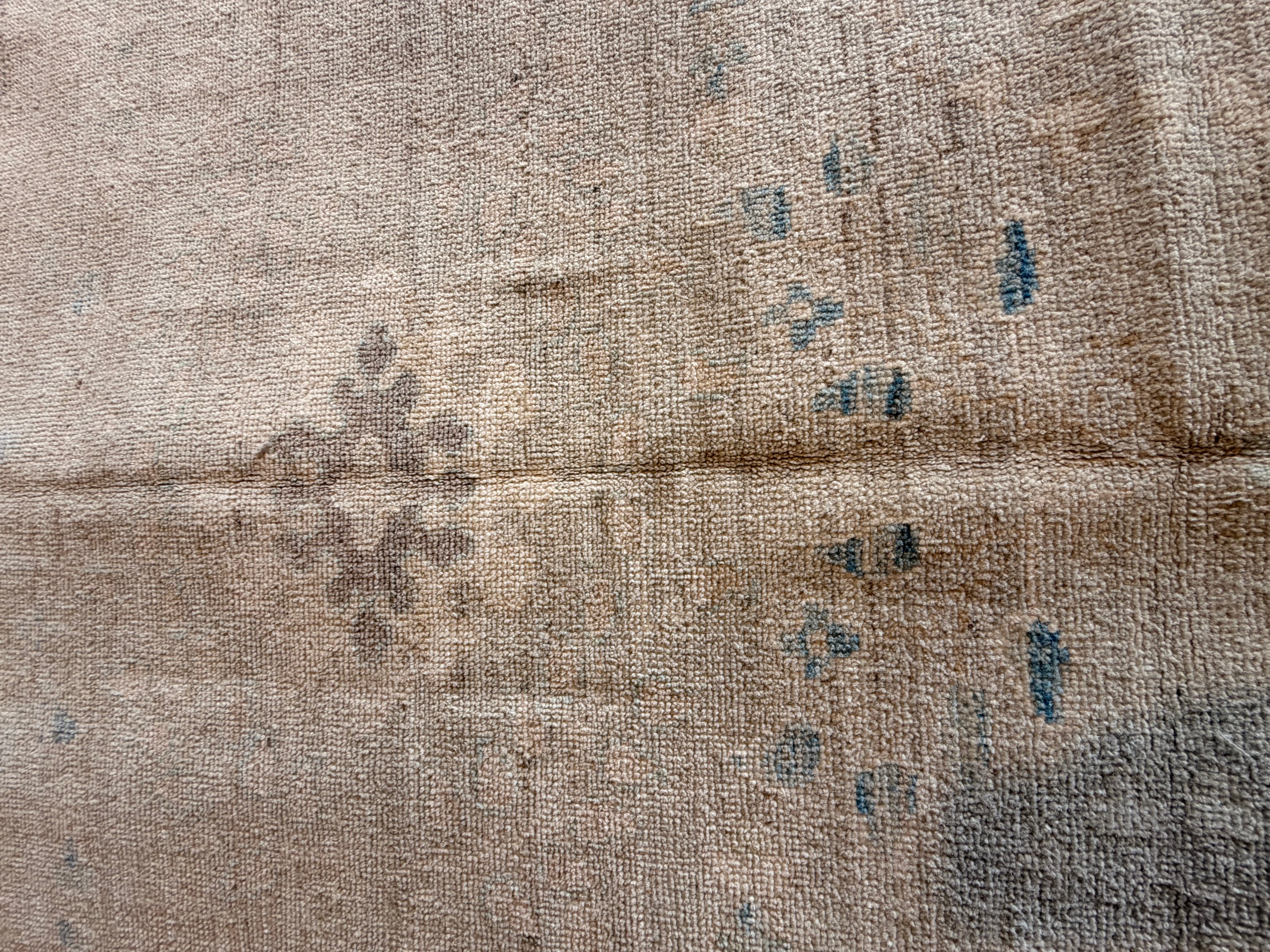 Ashlyn Schurade 9x11.8 Ivory and Blue Afghani Whitewashed Oushak