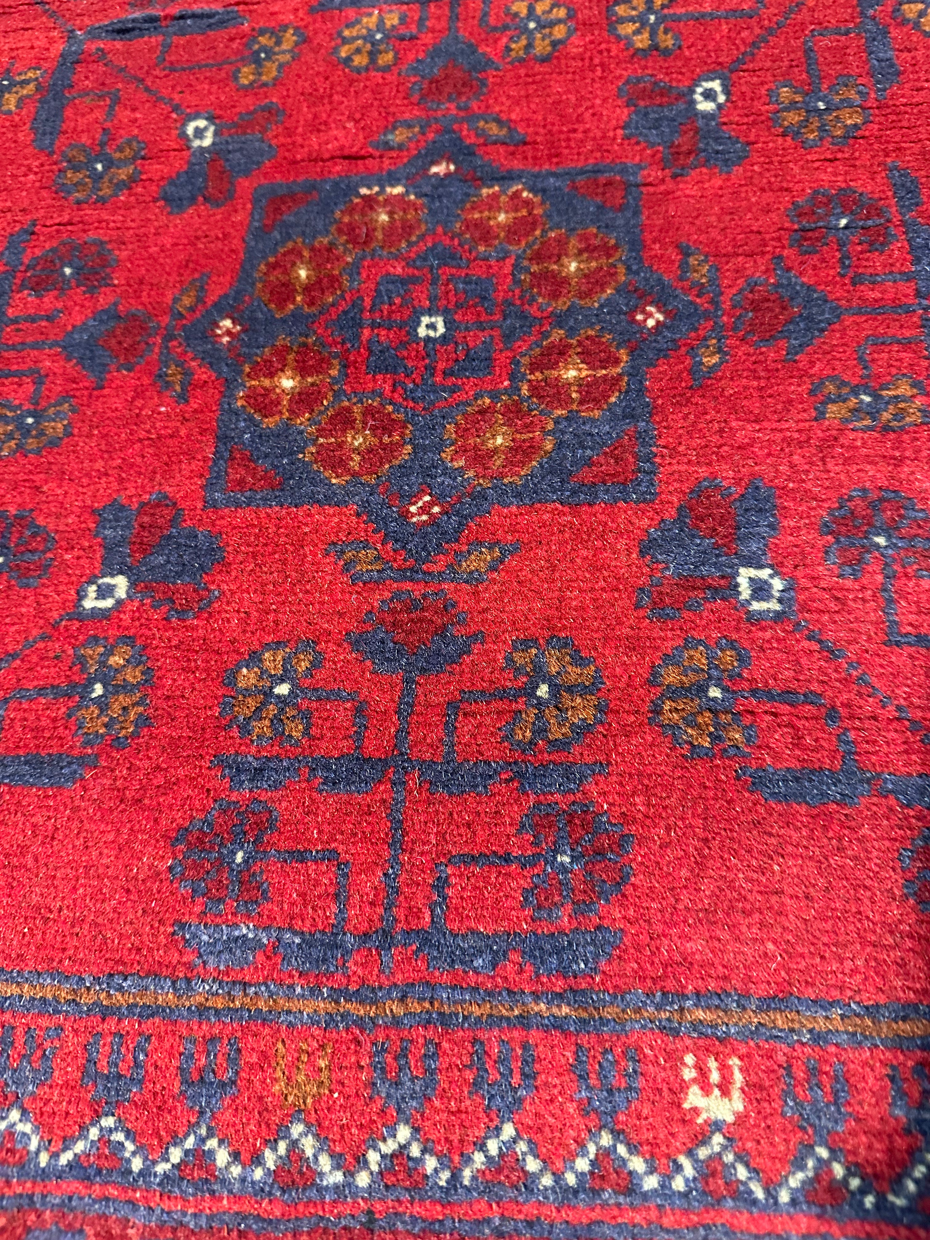 Tracie Thomas 3.6x4.10 Red Afghani Khal Muhammad Rug