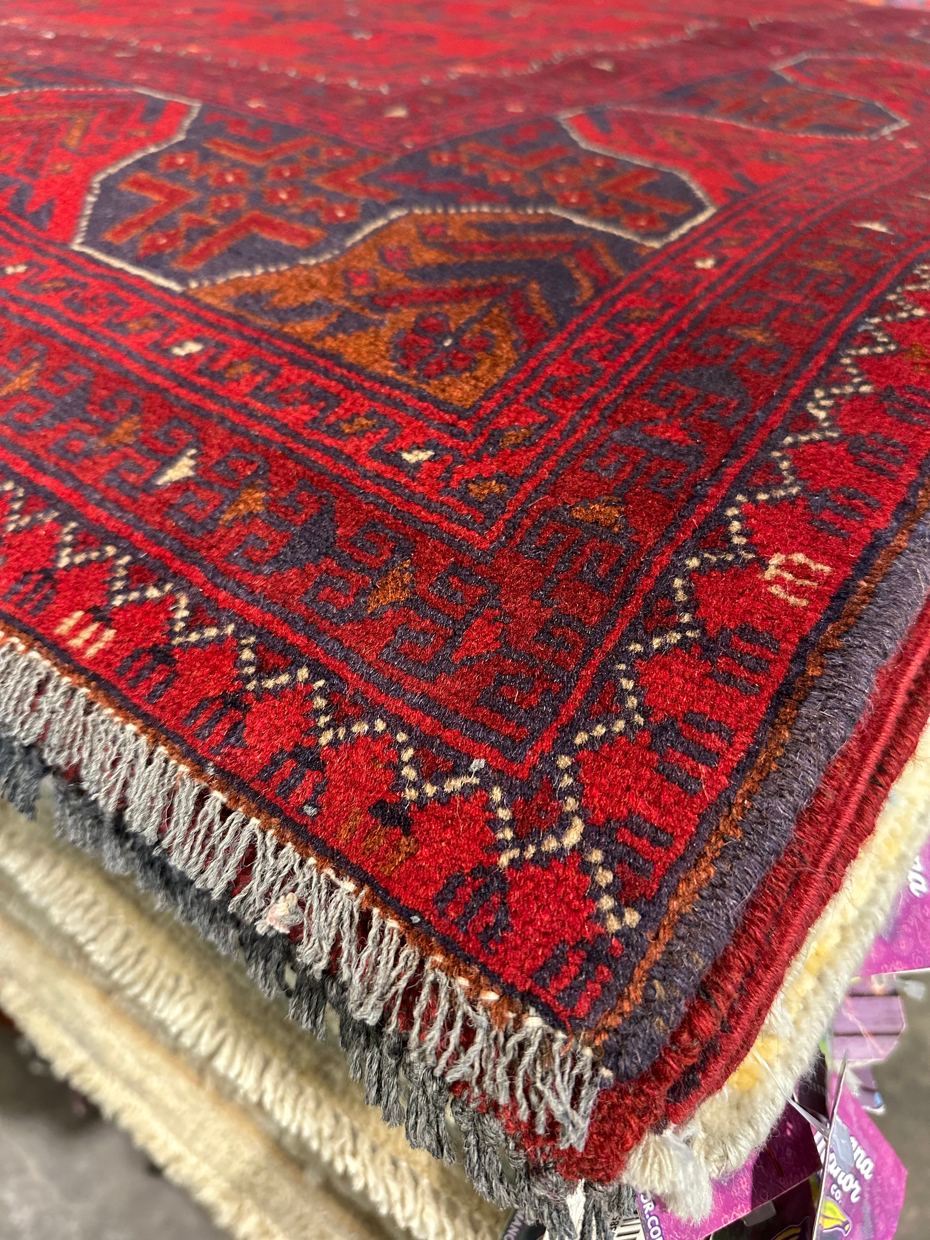 Tracie Thomas 3.6x4.10 Red Afghani Khal Muhammad Rug