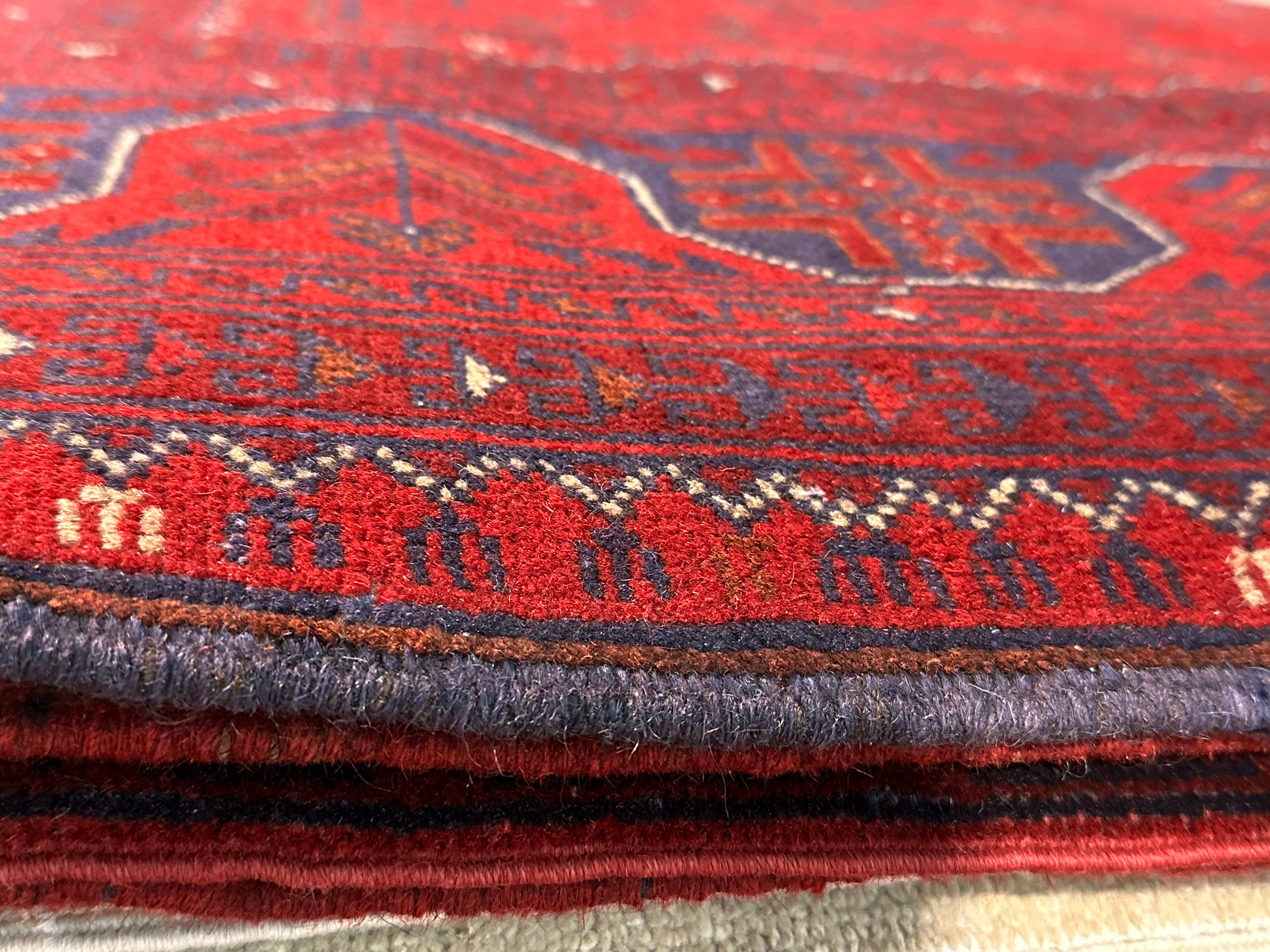 Tracie Thomas 3.6x4.10 Red Afghani Khal Muhammad Rug