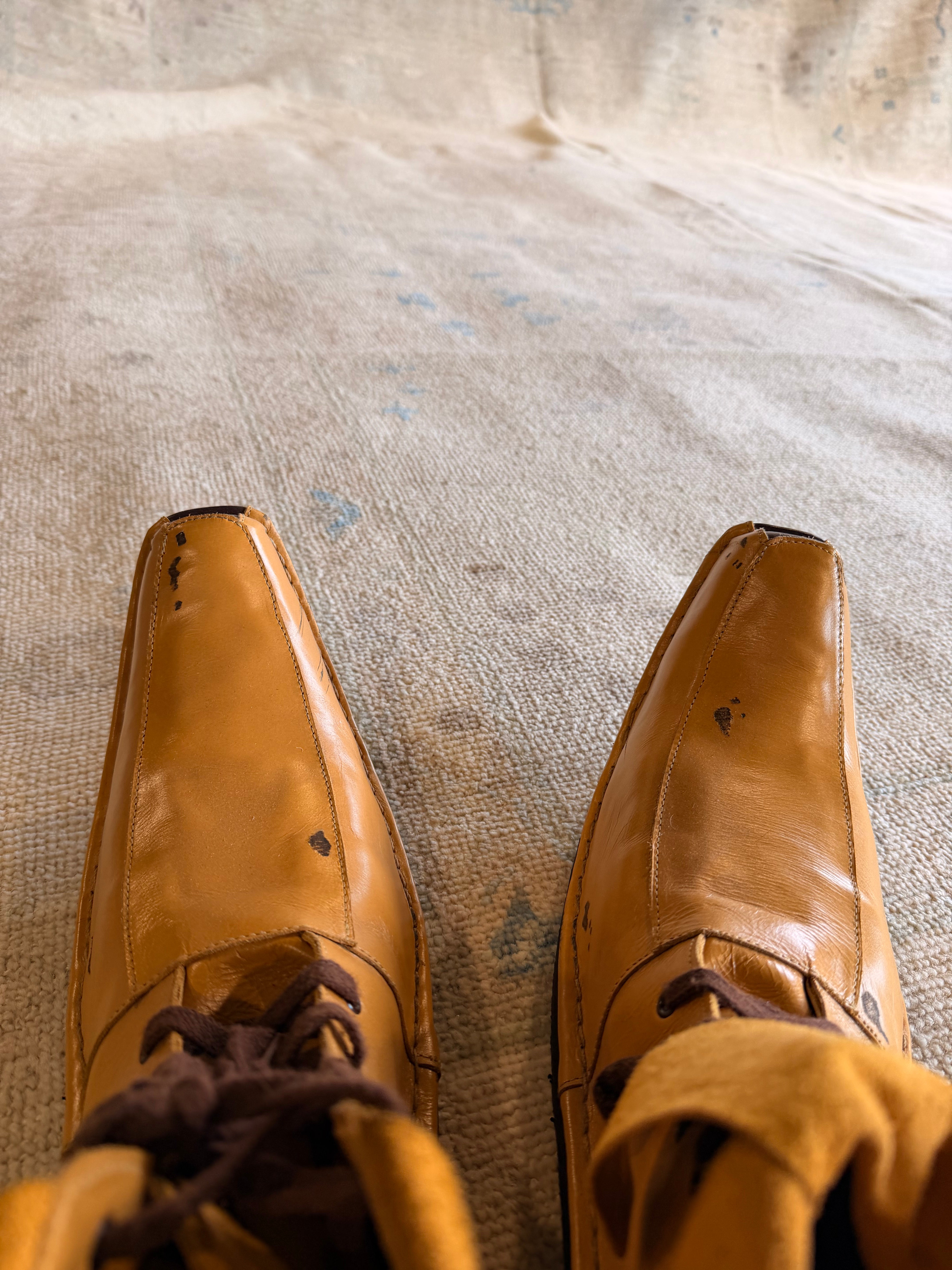 Ashlyn Schurade 9x11.8 Ivory and Blue Afghani Whitewashed Oushak