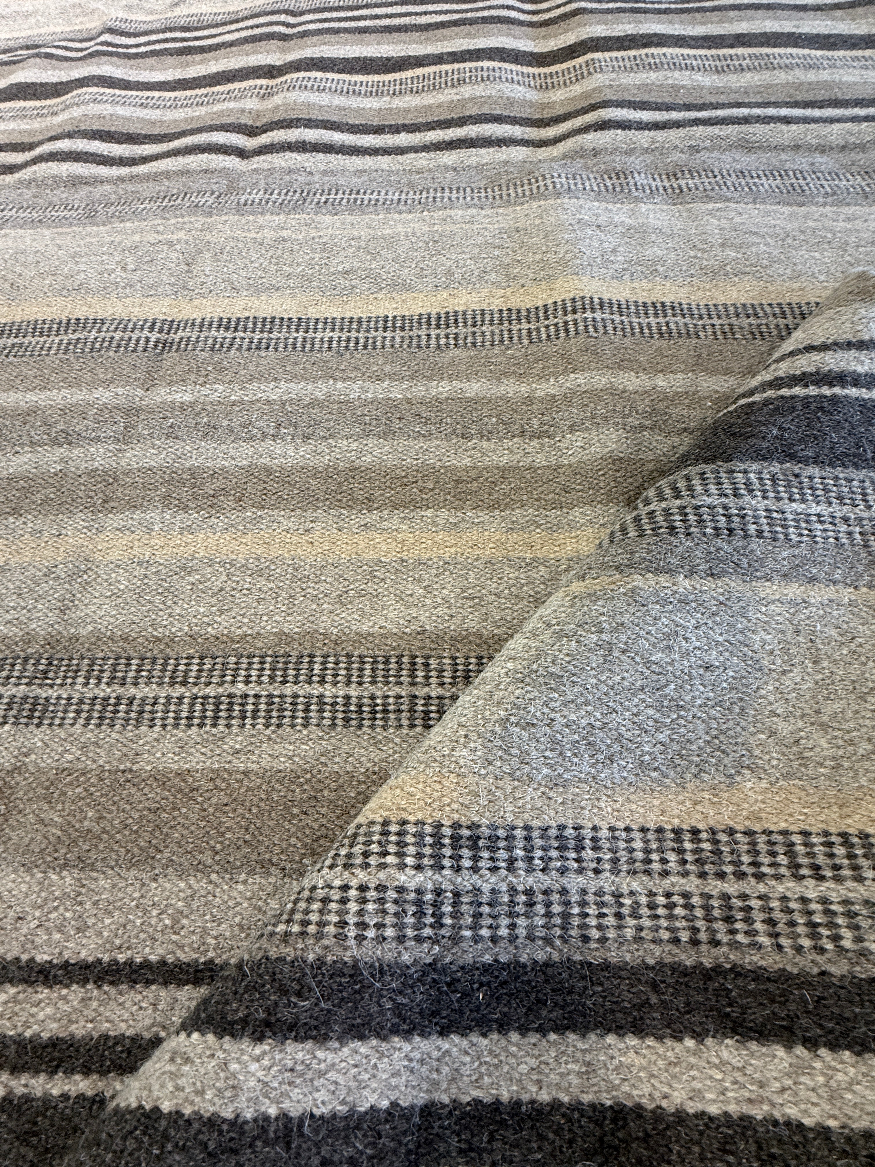 Down in Delray 6.6x8.3 Striped Brown Handwoven Durrie Rug CLEARANCE 60% OFF