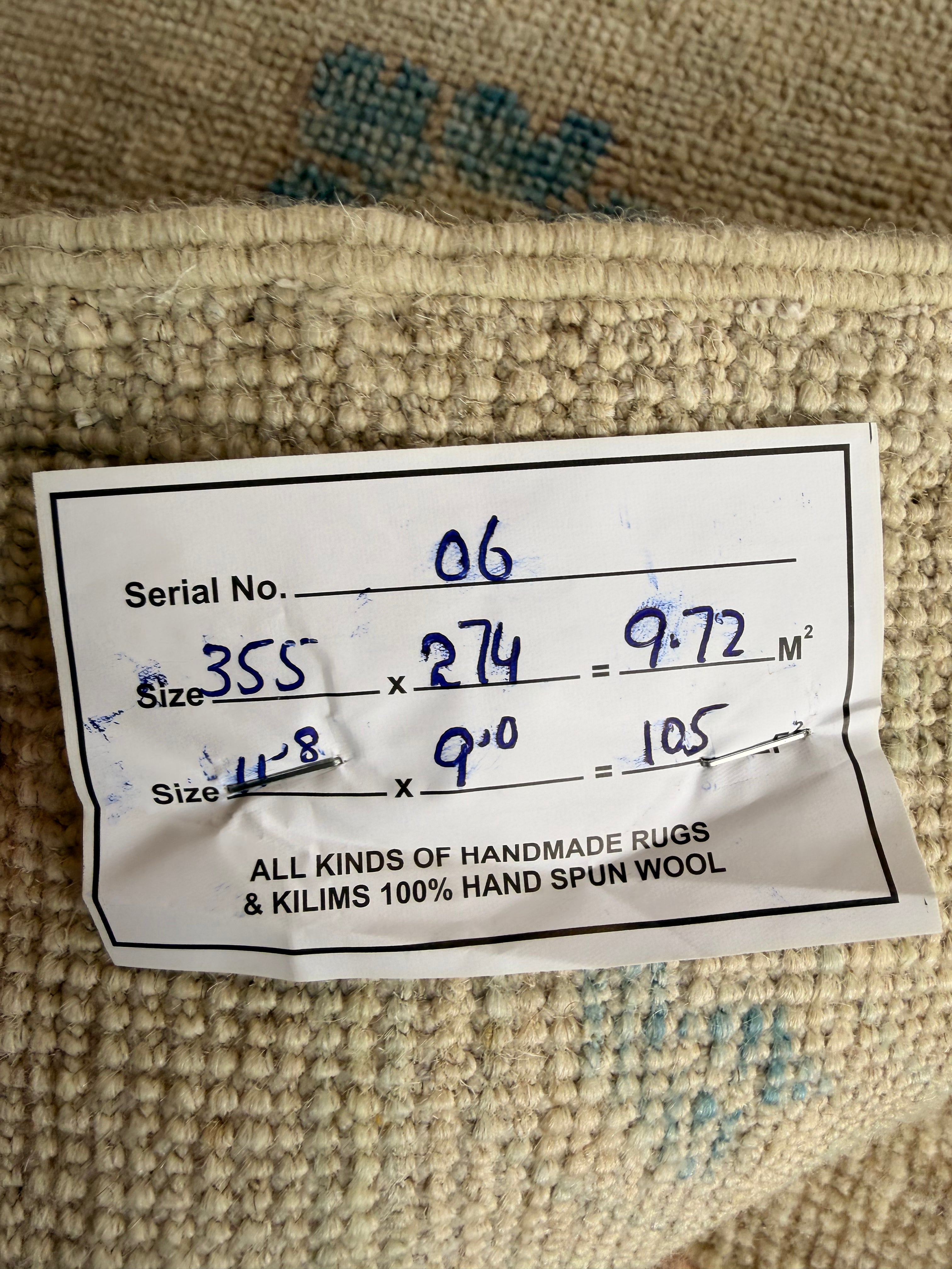 Ashlyn Schurade 9x11.8 Ivory and Blue Afghani Whitewashed Oushak