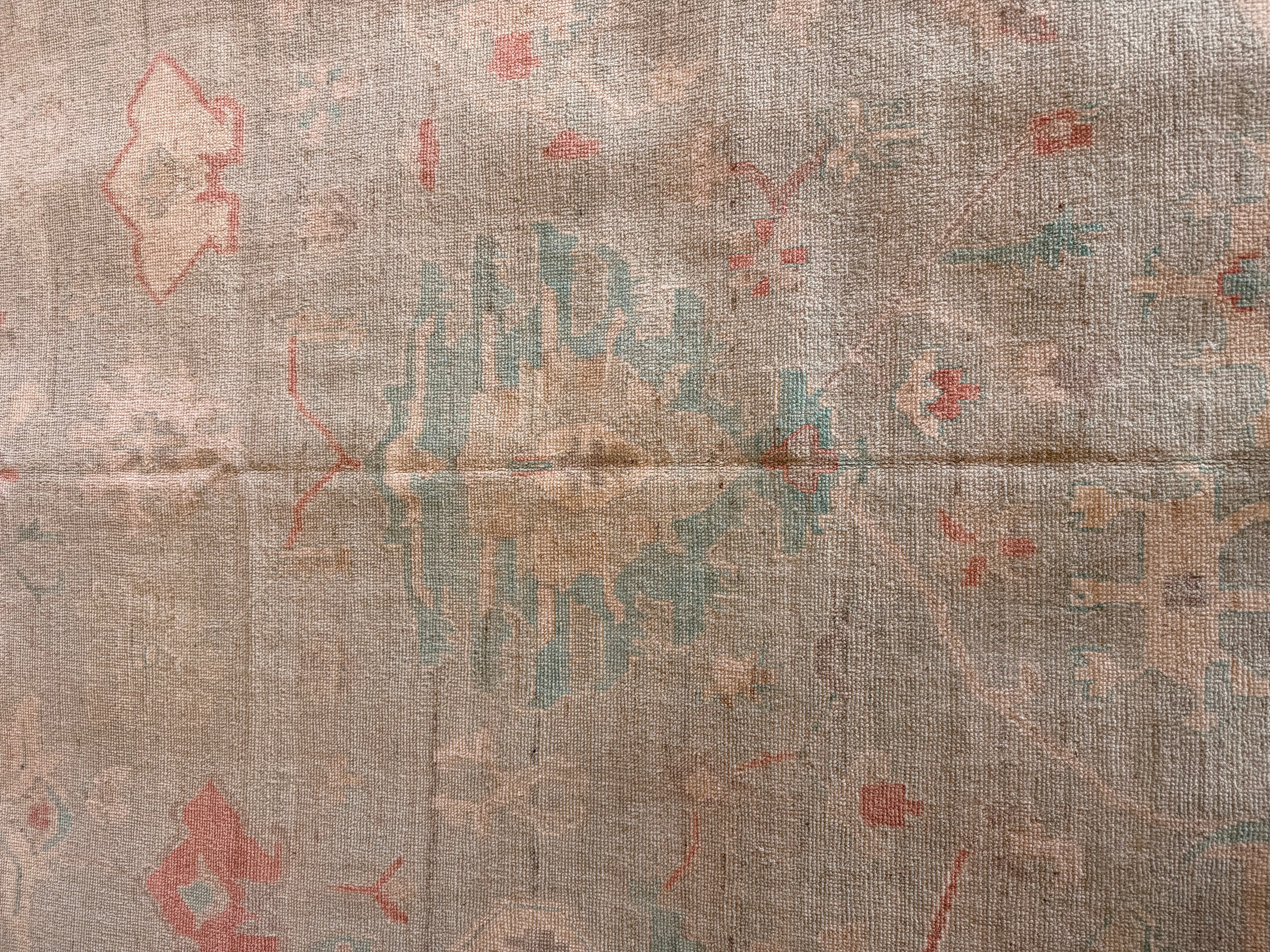 Amy Nade 9.11x13.5 Blue and Pink Afghani Whitewashed Oushak