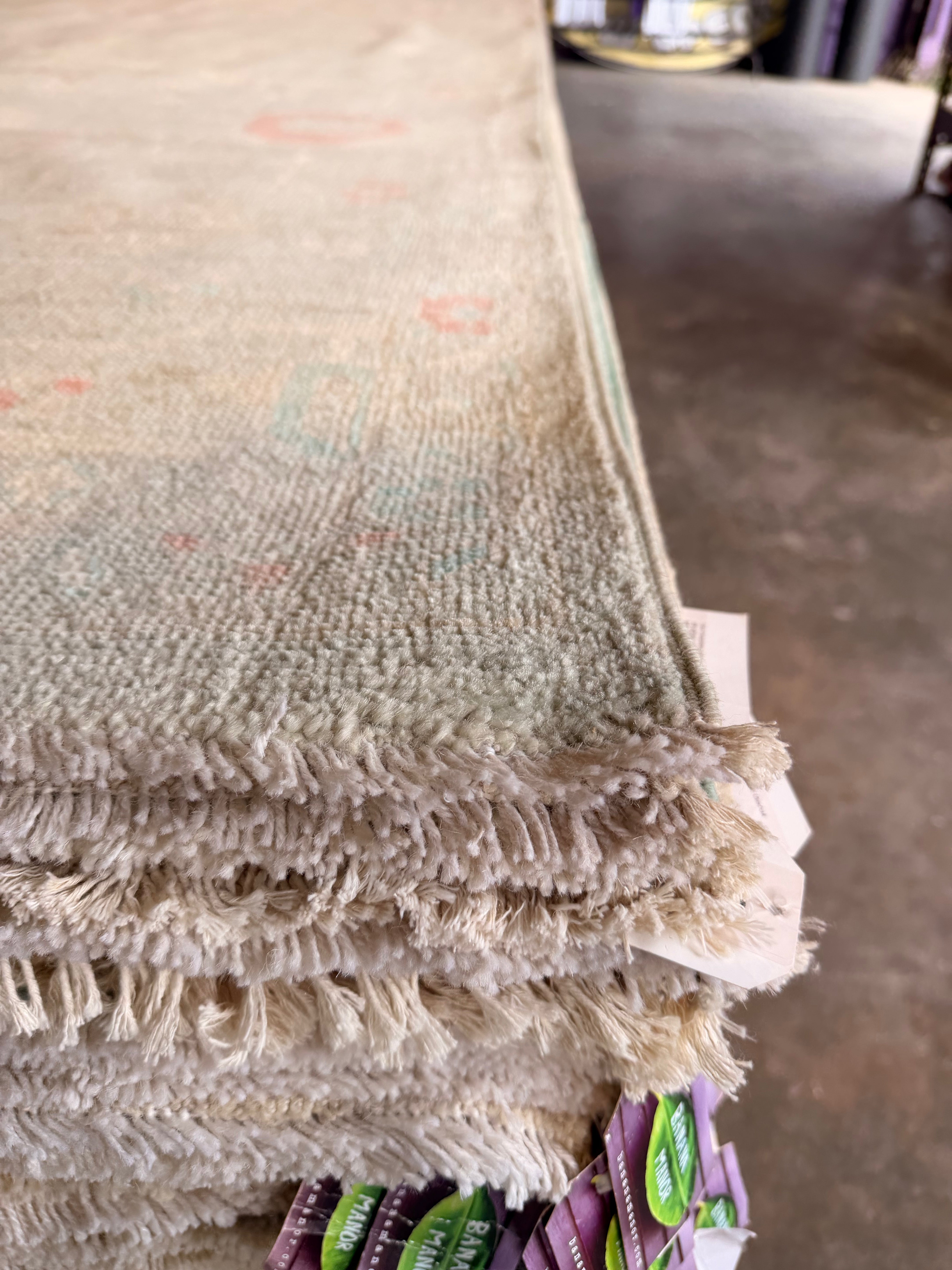 Amy Nade 9.11x13.5 Blue and Pink Afghani Whitewashed Oushak