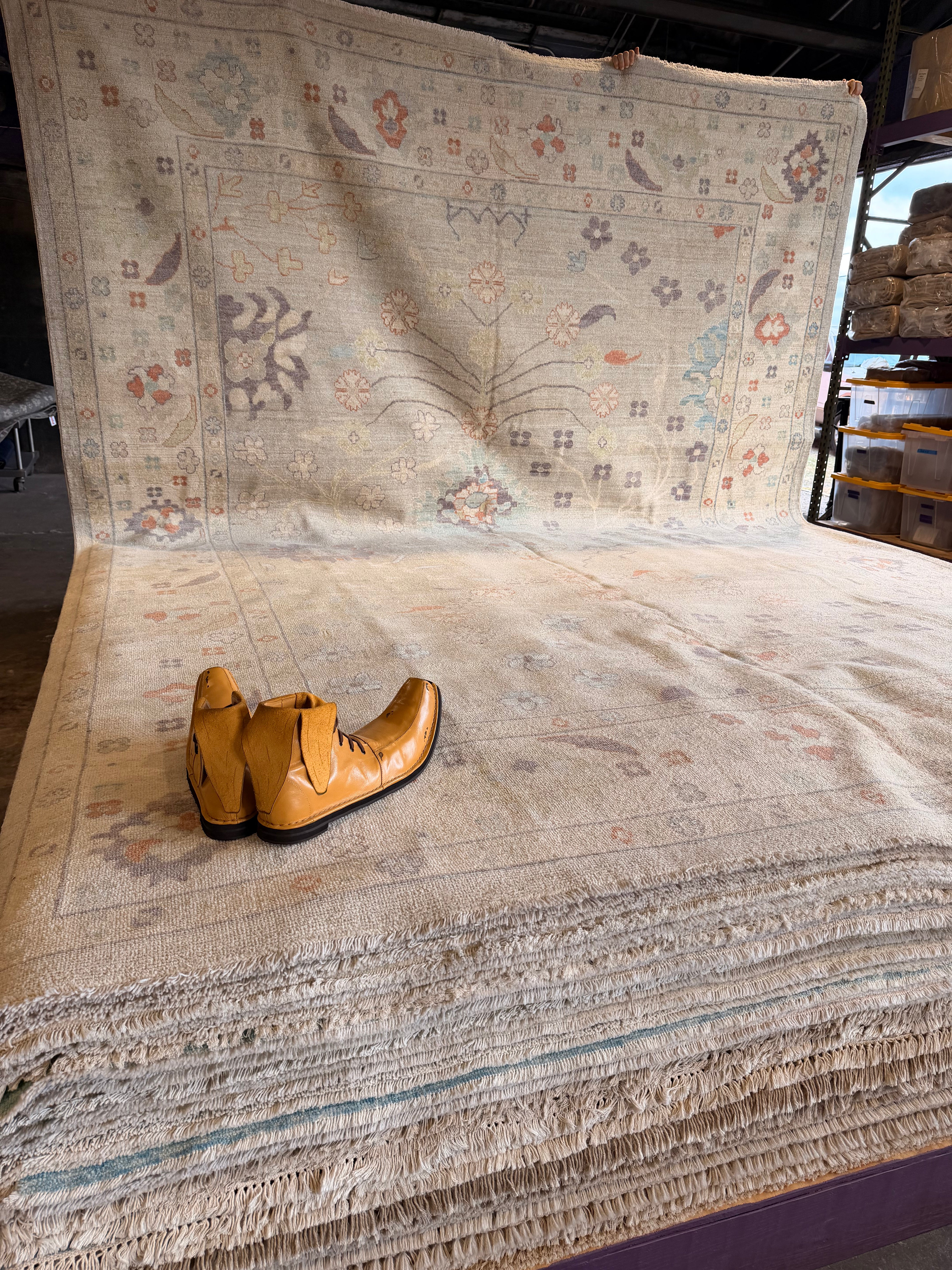 Darla 10x13.7 Purple Multi Afghani Whitewashed Oushak