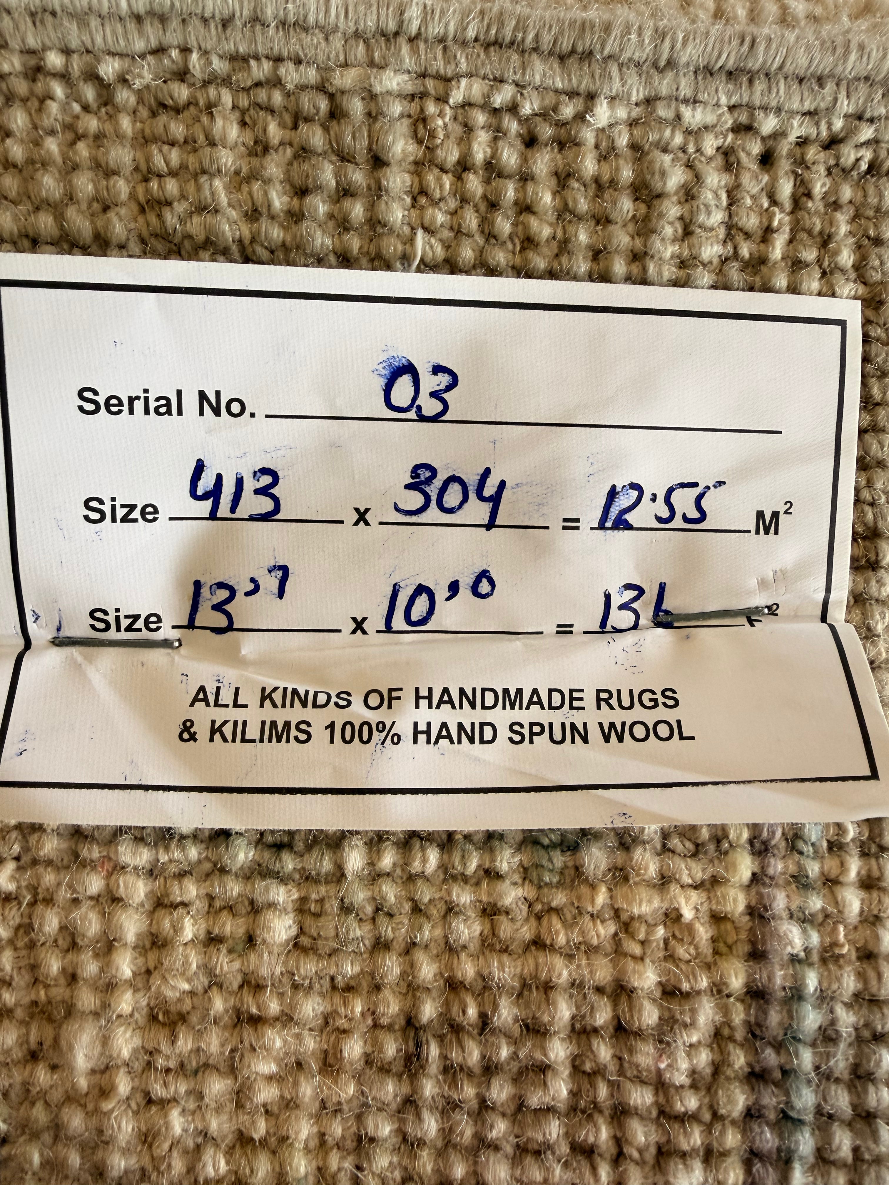 Darla 10x13.7 Purple Multi Afghani Whitewashed Oushak