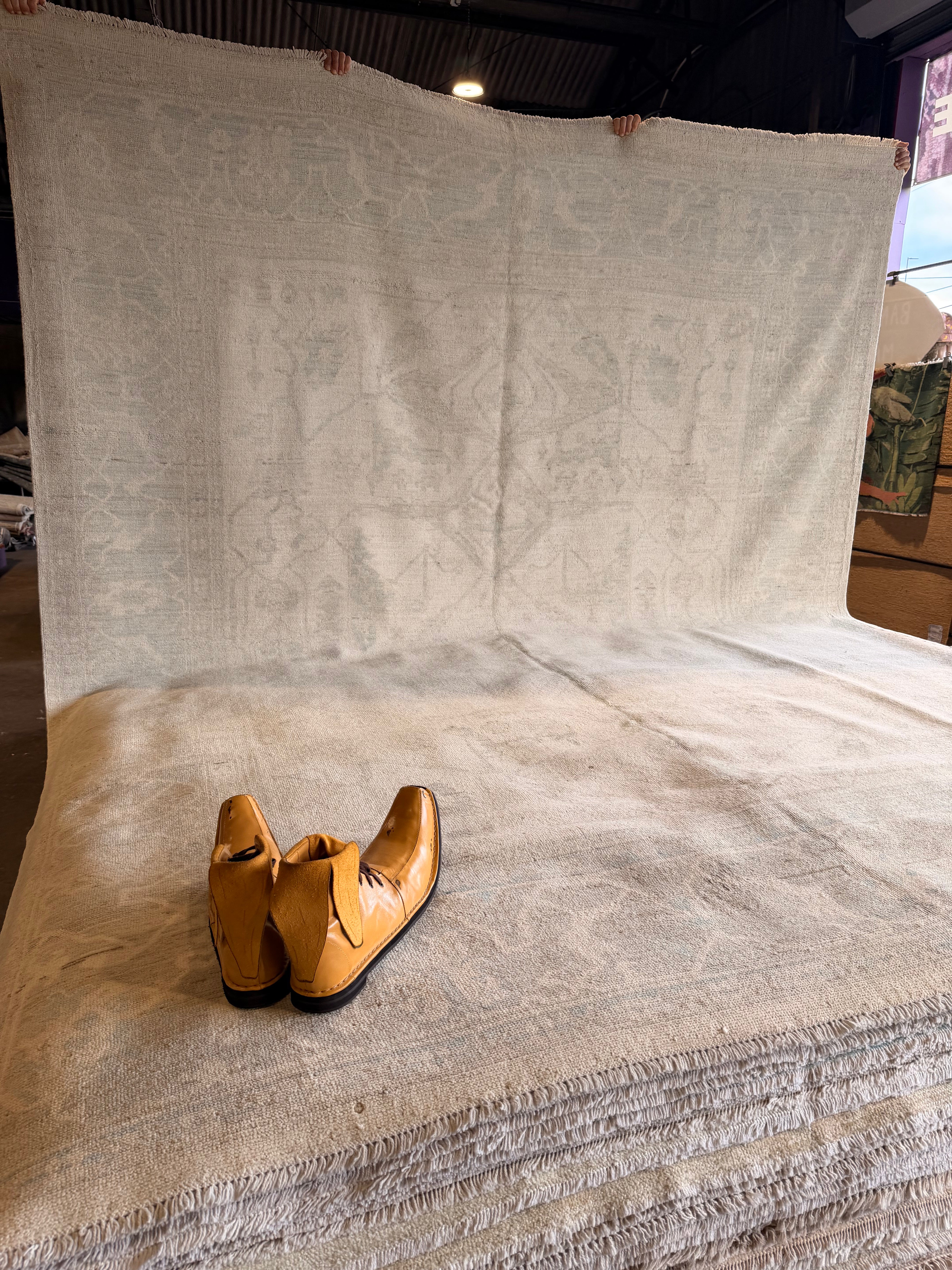 Aleksandra Yermak 9.2x11.8 Beige Multi Afghani Whitewashed Oushak