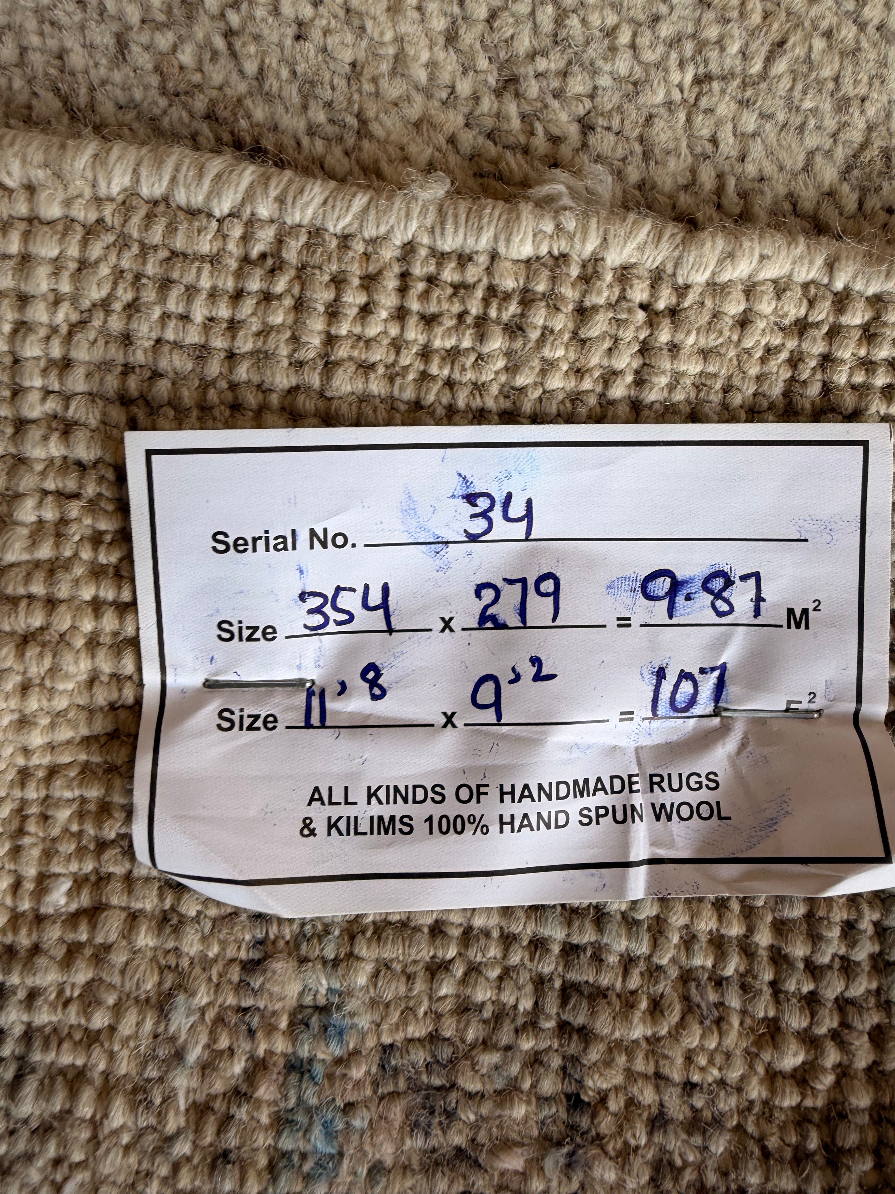 Aleksandra Yermak 9.2x11.8 Beige Multi Afghani Whitewashed Oushak