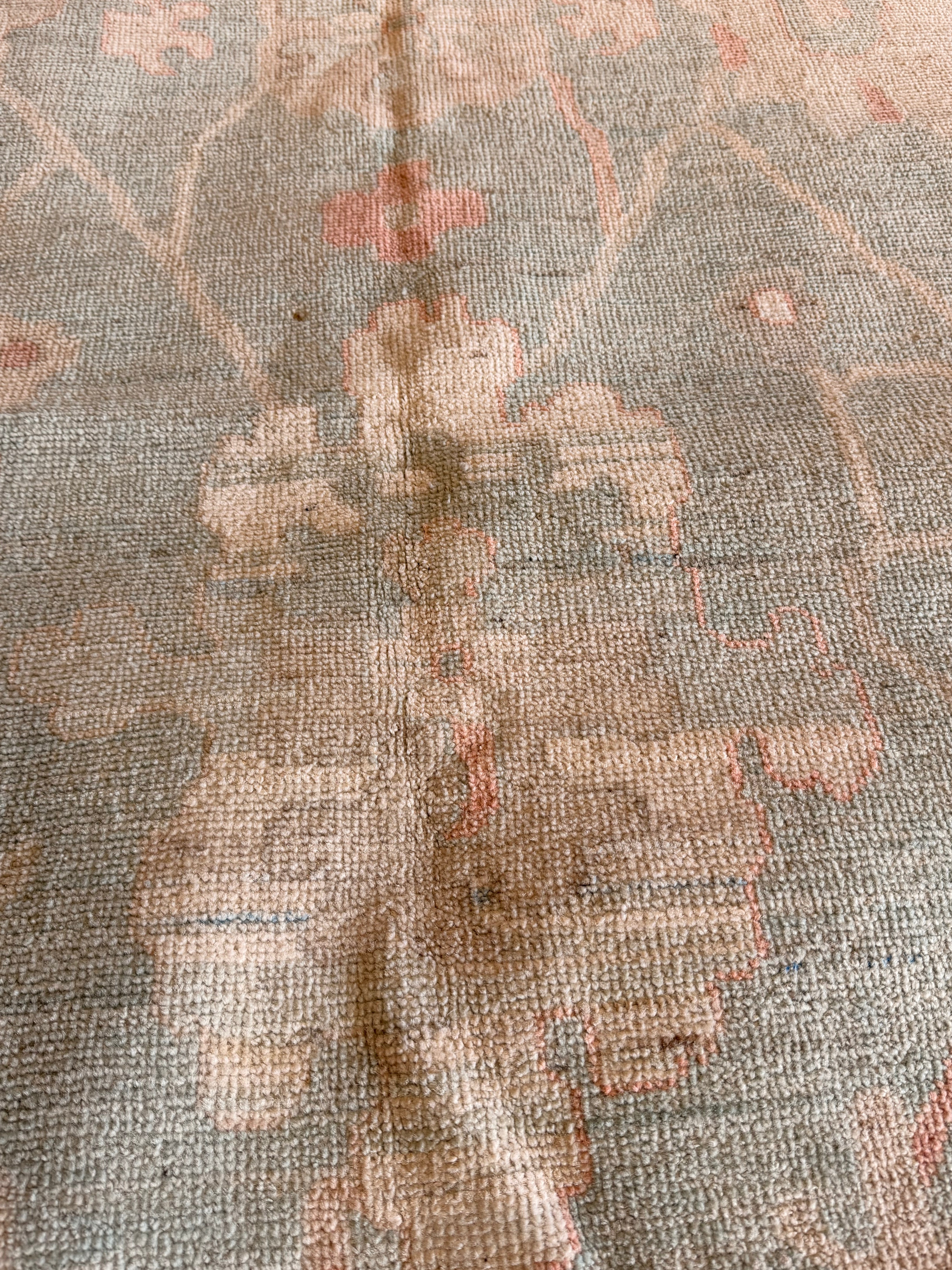 Kate Uno 10.3x13.8 Blue and Pink Afghani Whitewashed Oushak