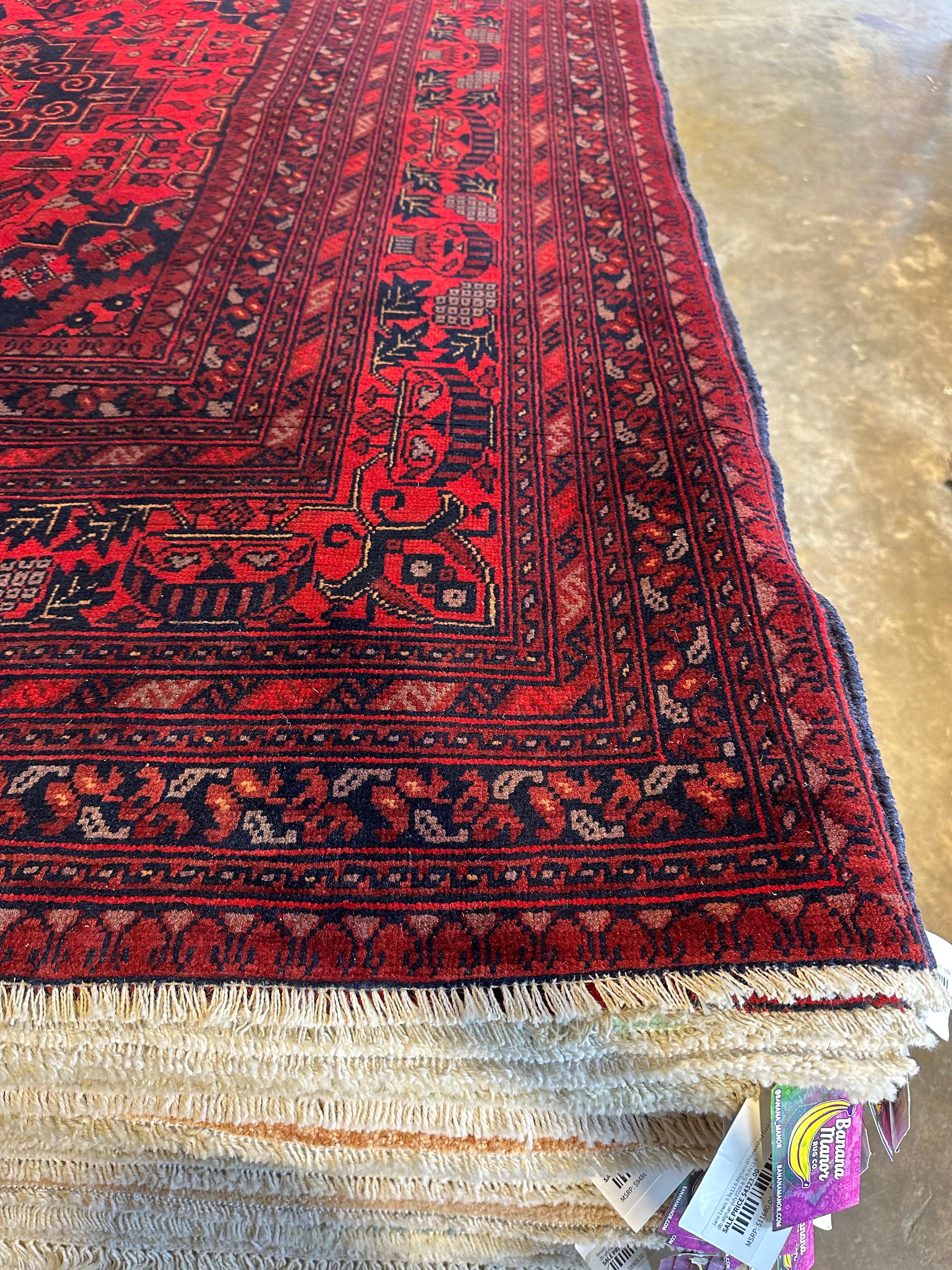 Marta Mendoza 9.8x12.10 Red Afghani Khal Muhammad Rug