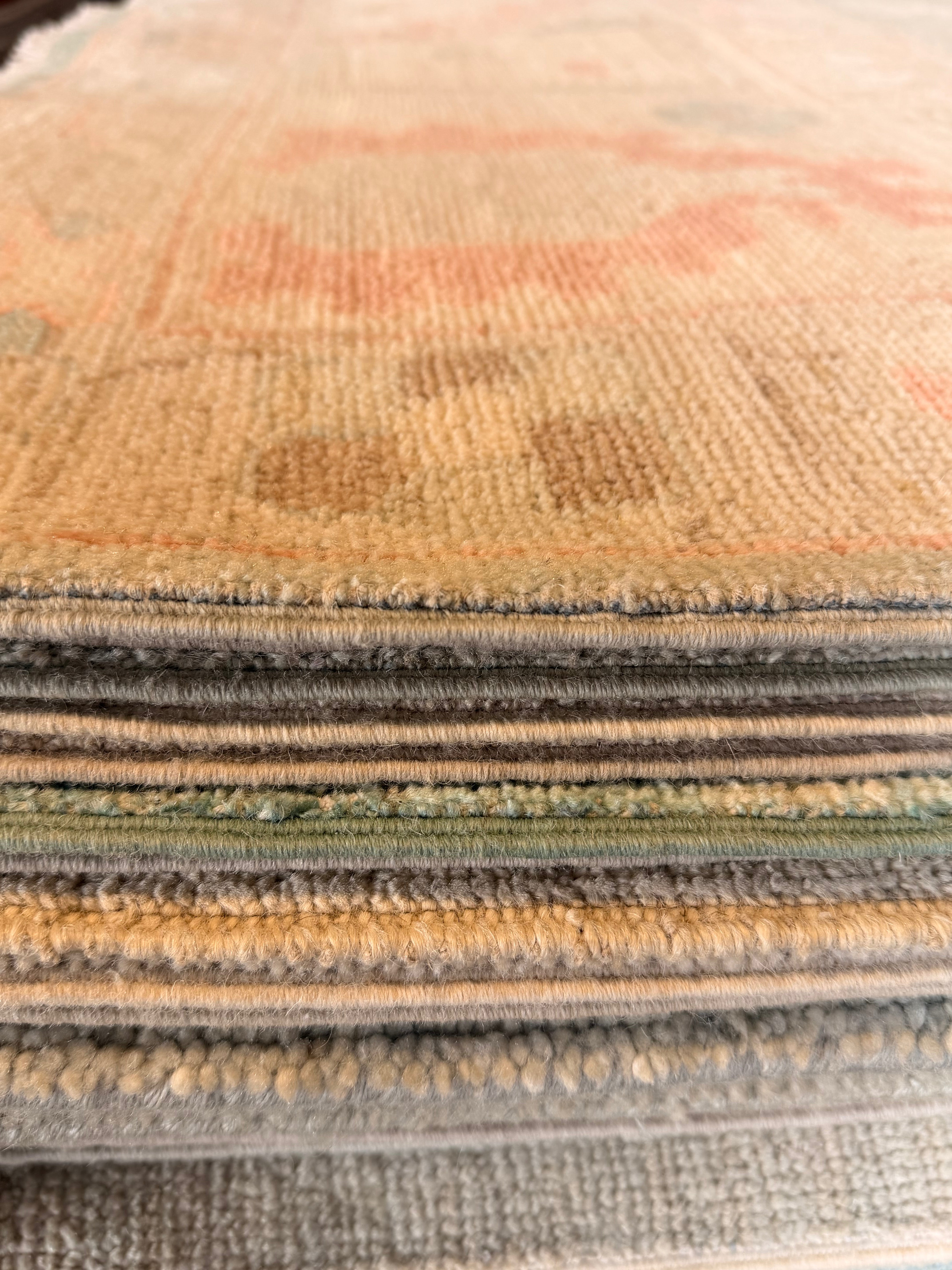 Kate Uno 10.3x13.8 Blue and Pink Afghani Whitewashed Oushak