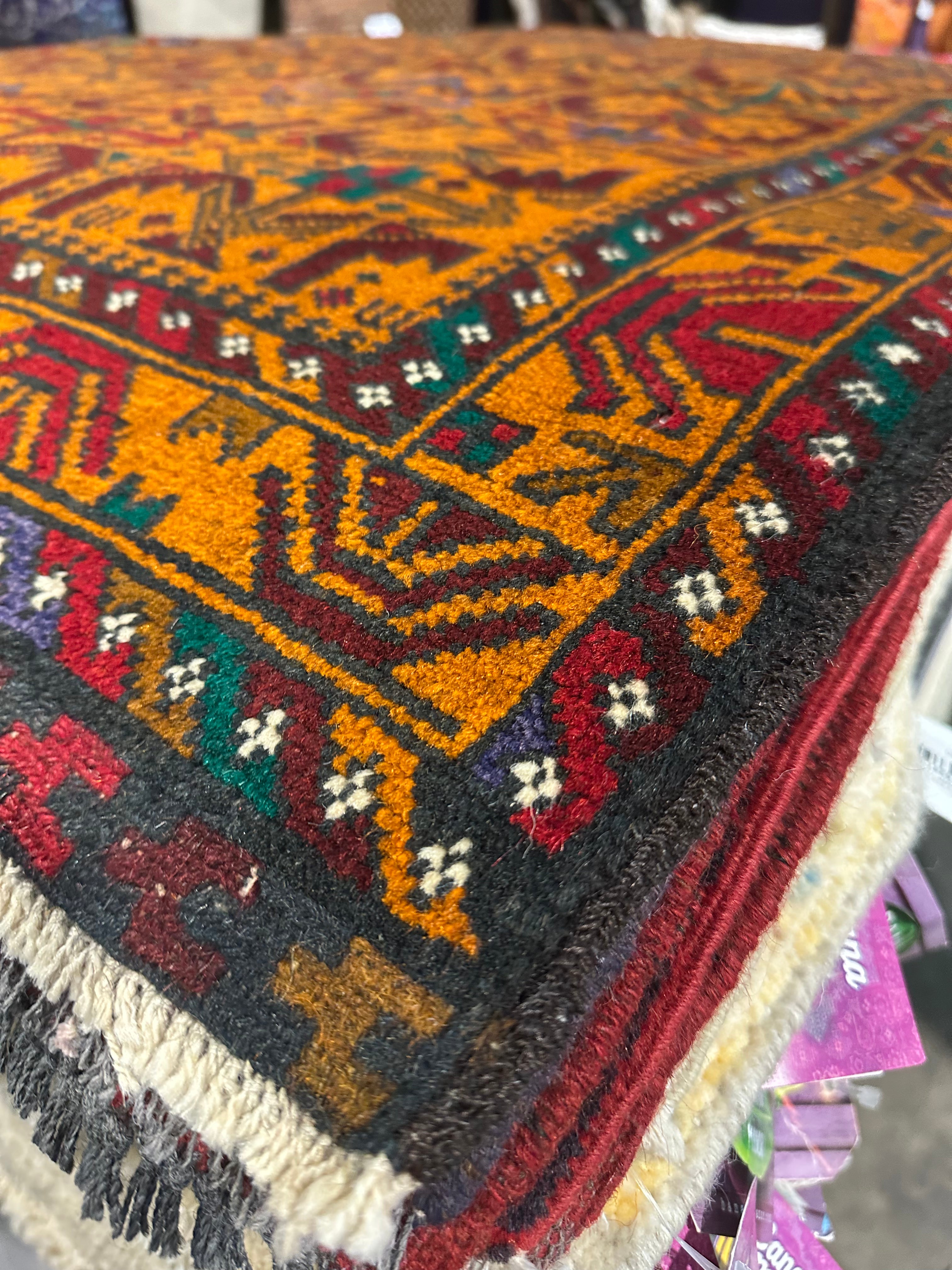 Shelly Thompson 2.10x4.4 Orange Afghani Baluch Rug