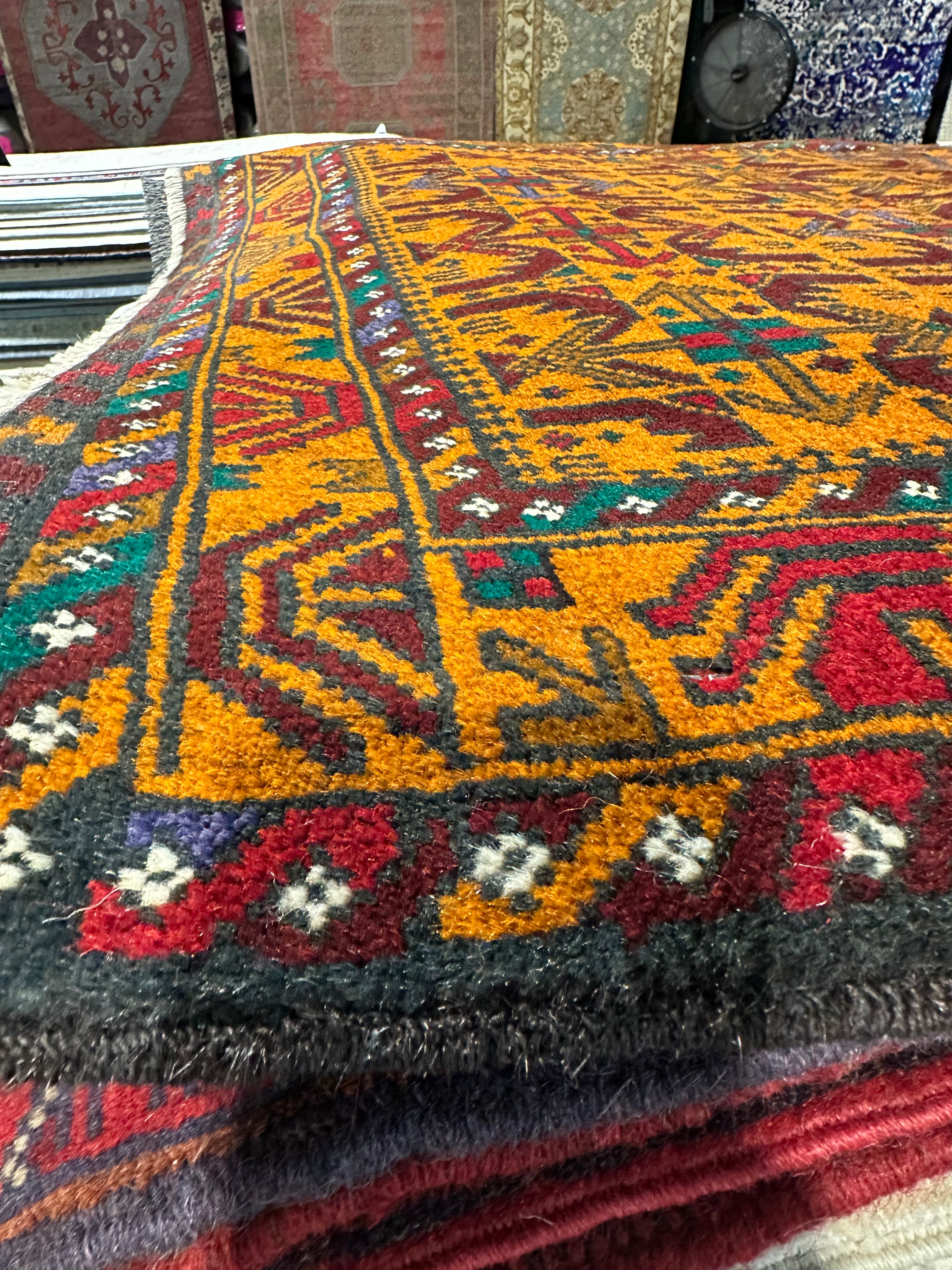 Shelly Thompson 2.10x4.4 Orange Afghani Baluch Rug