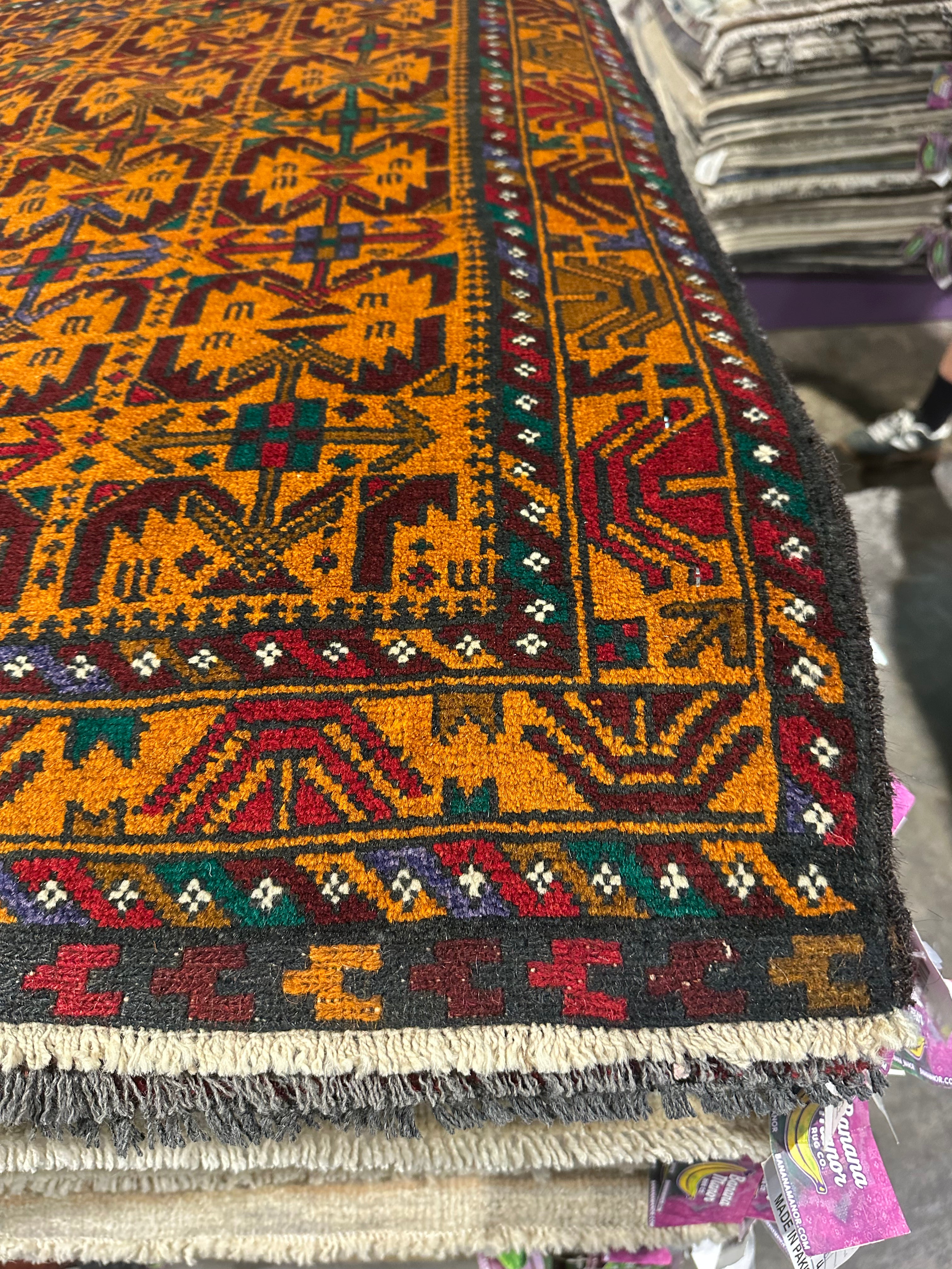 Shelly Thompson 2.10x4.4 Orange Afghani Baluch Rug