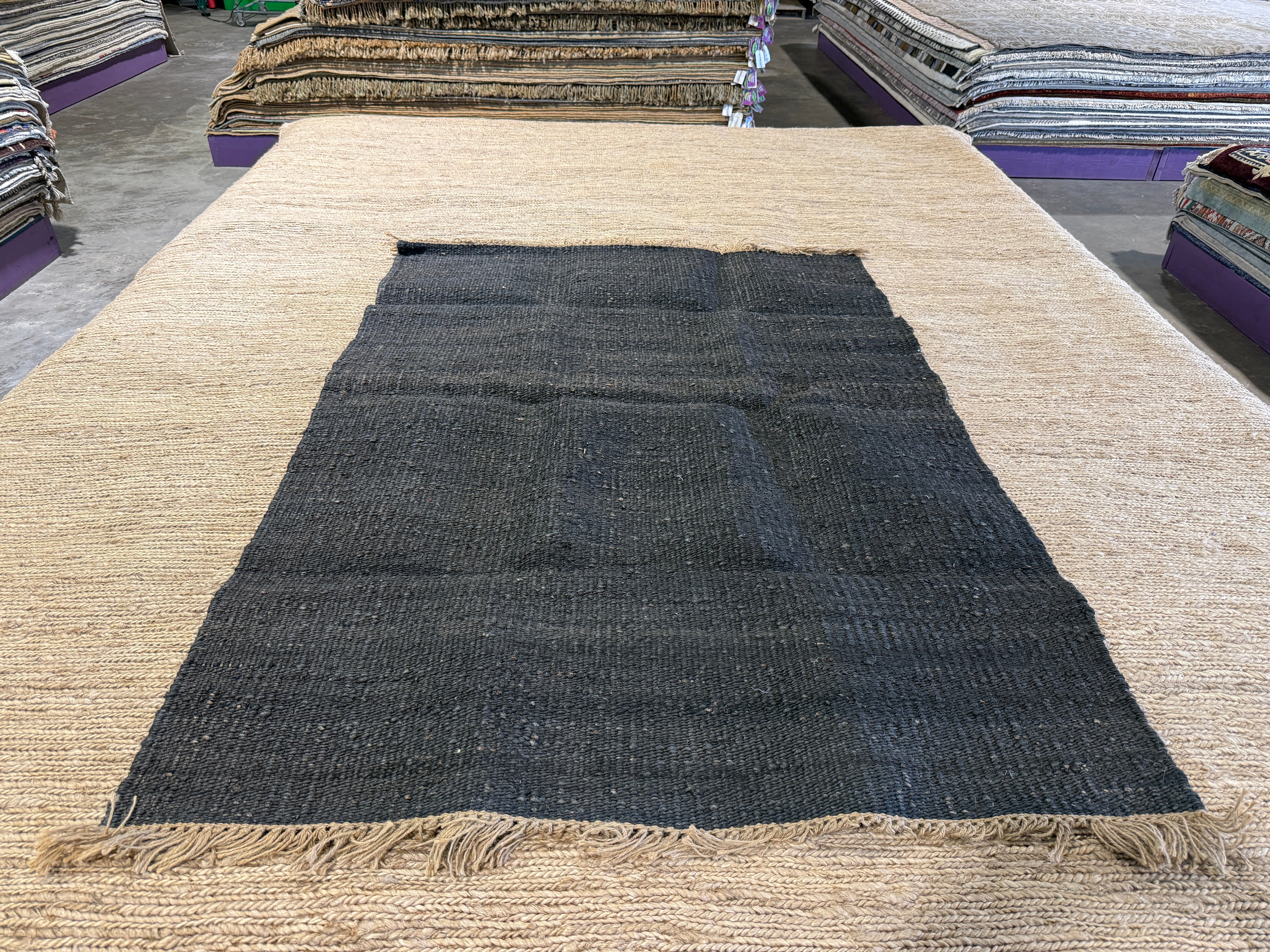 Tim Teal 4.3X6 Black Jute Rug - CLEARANCE 50% off