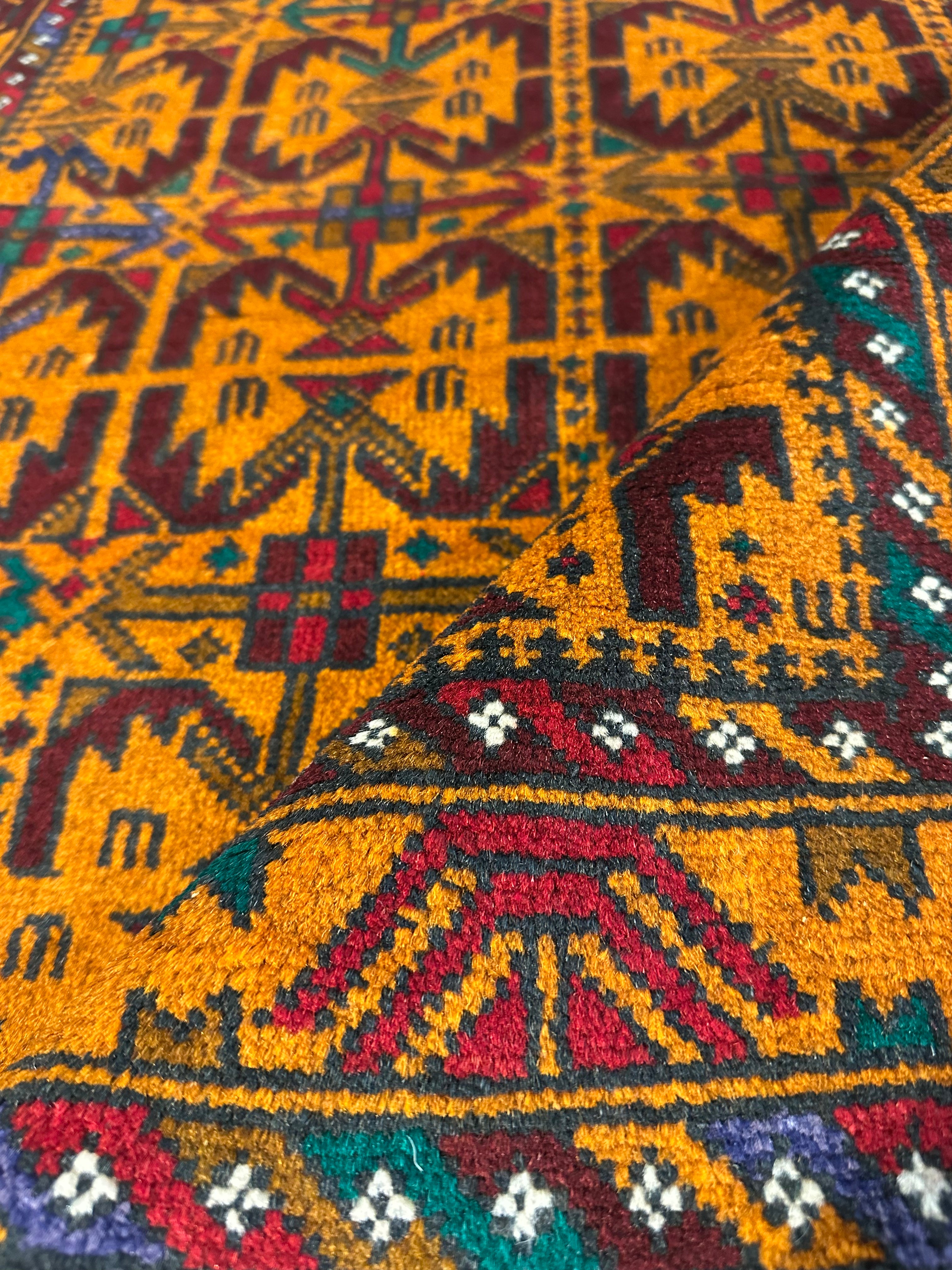 Shelly Thompson 2.10x4.4 Orange Afghani Baluch Rug