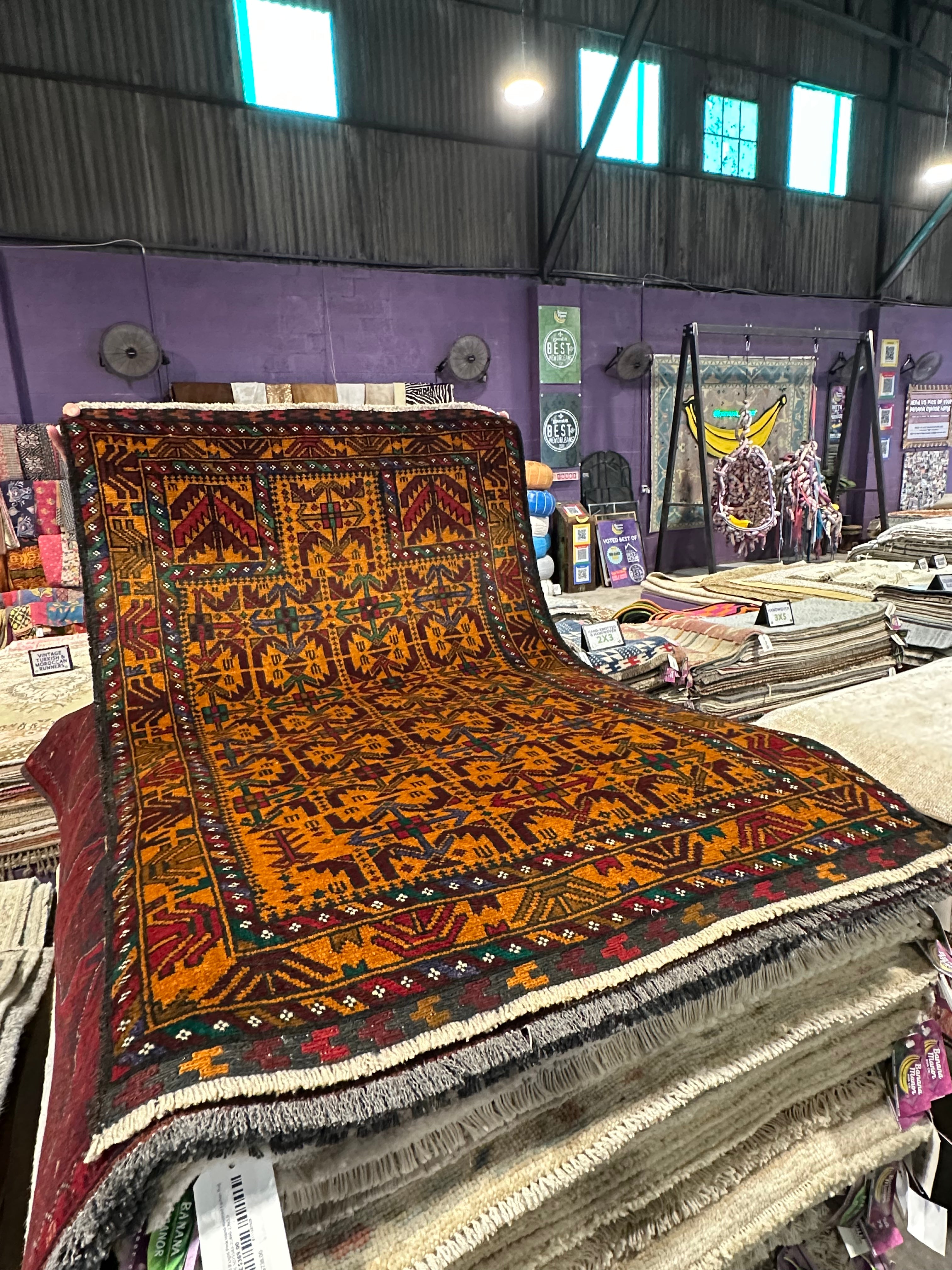 Shelly Thompson 2.10x4.4 Orange Afghani Baluch Rug