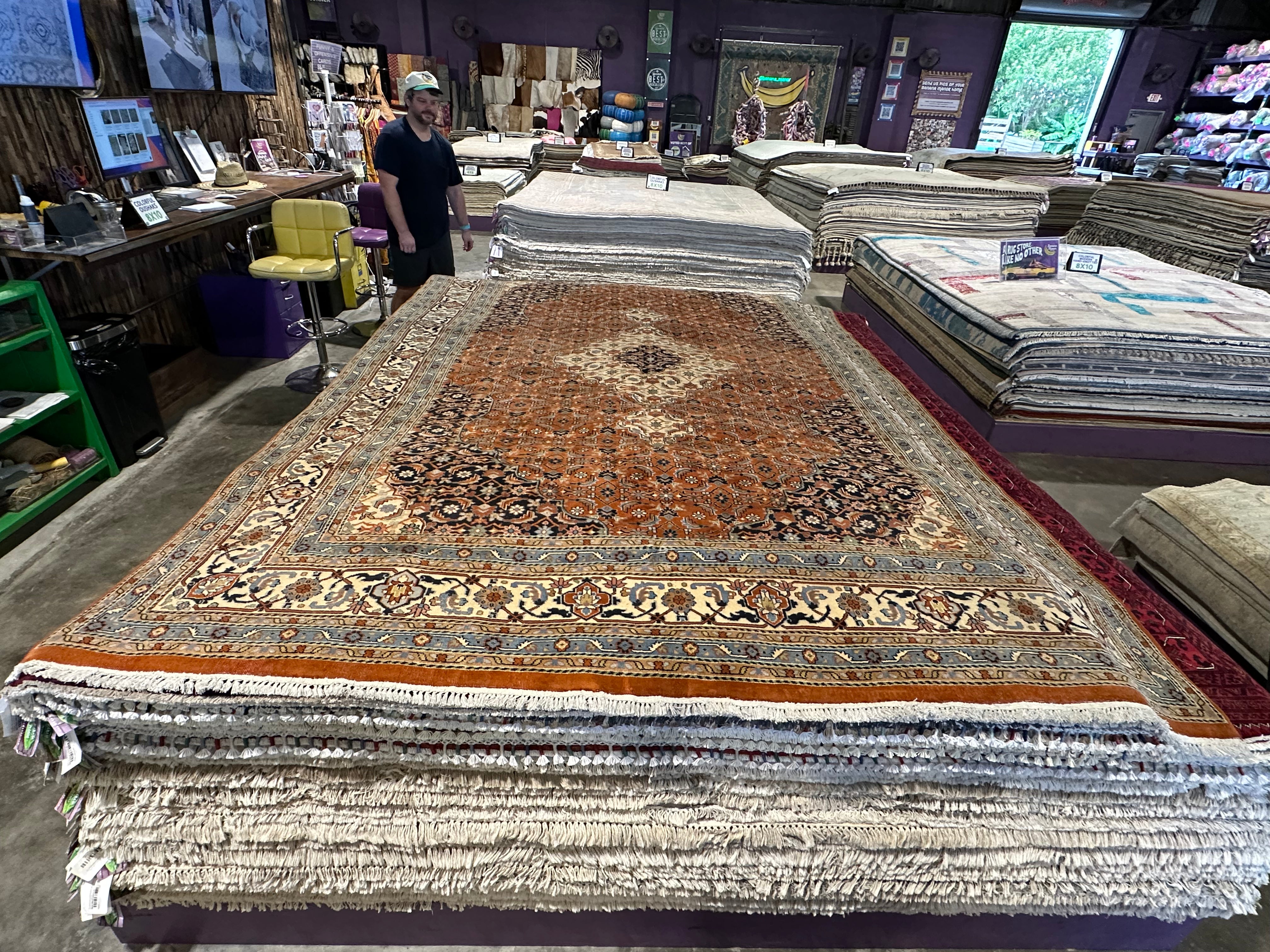 Helen Kim 7.6x10.10 Rust Afghani Bijar Rug