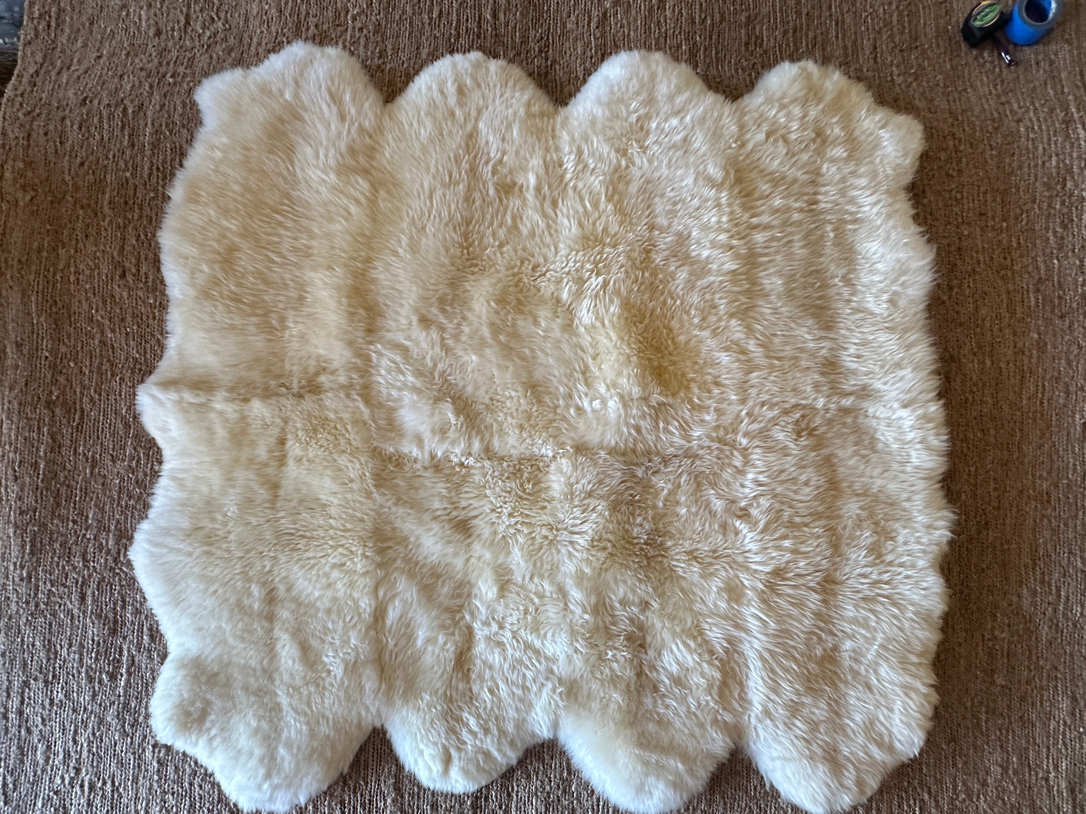 Eight Pelt 5.11x6.2 White Sheepskin Rug