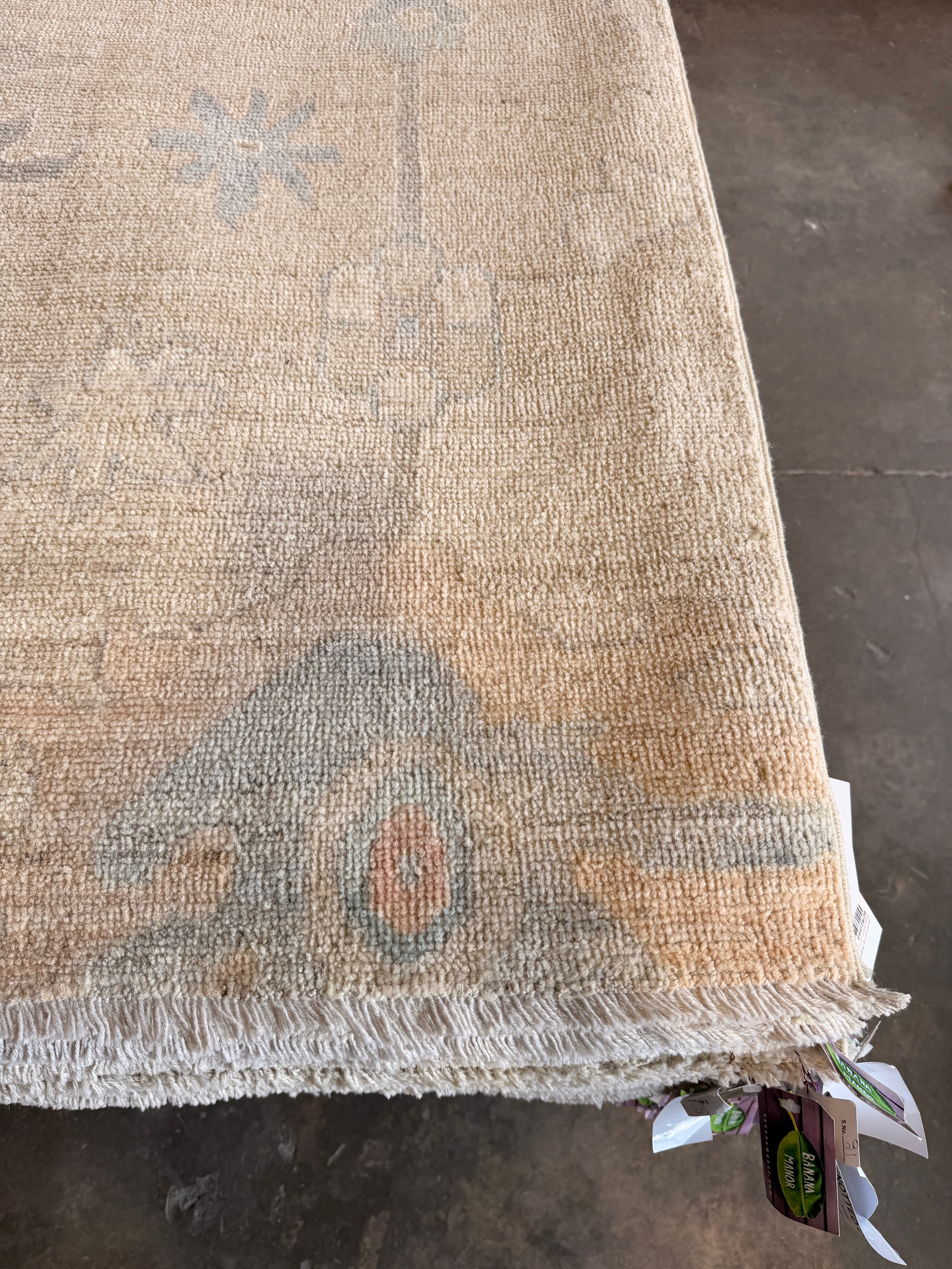 Gaia Rose 9.3x12.6 Blue and Orange Afghani Whitewashed Oushak