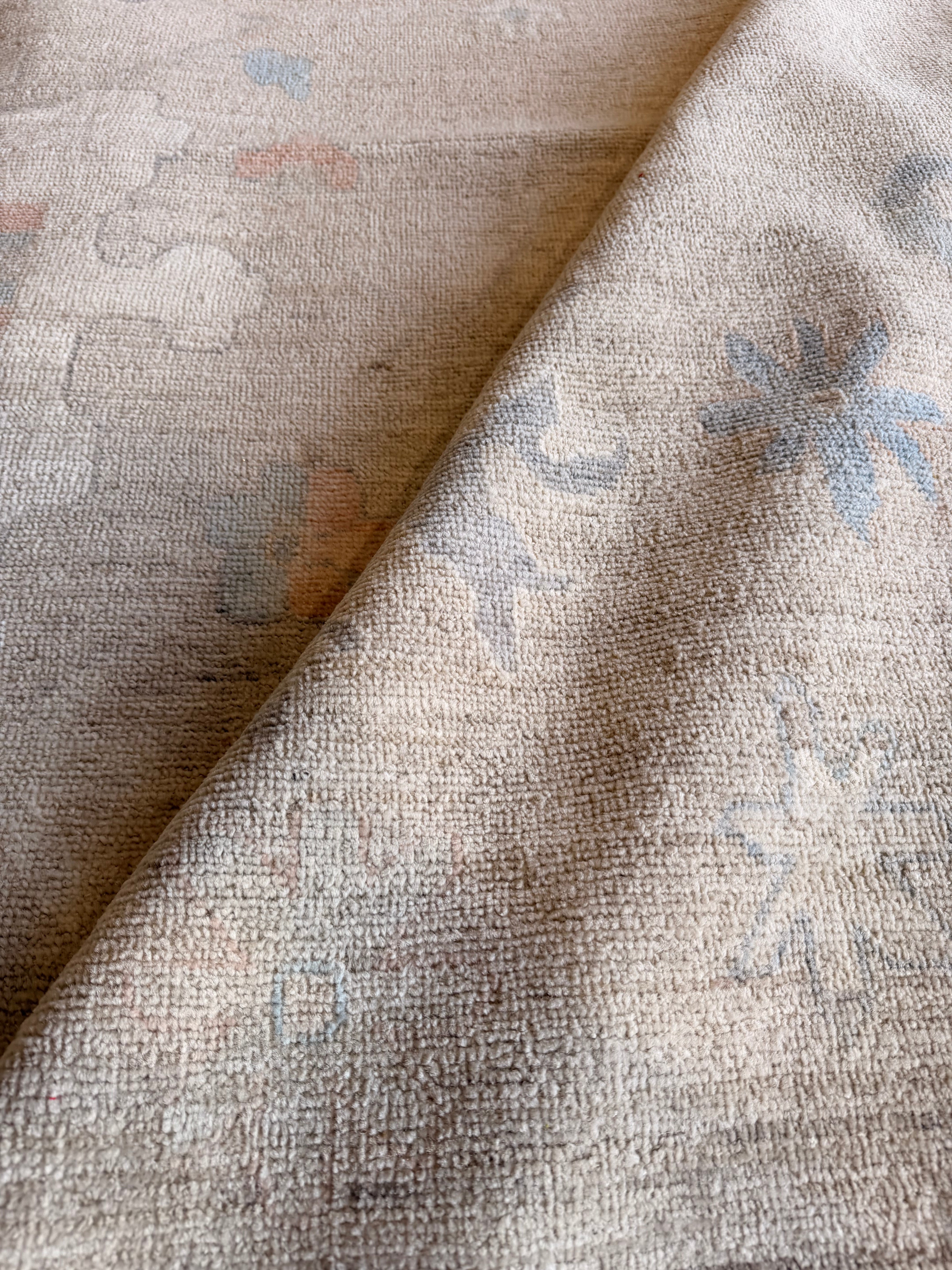 Gaia Rose 9.3x12.6 Blue and Orange Afghani Whitewashed Oushak