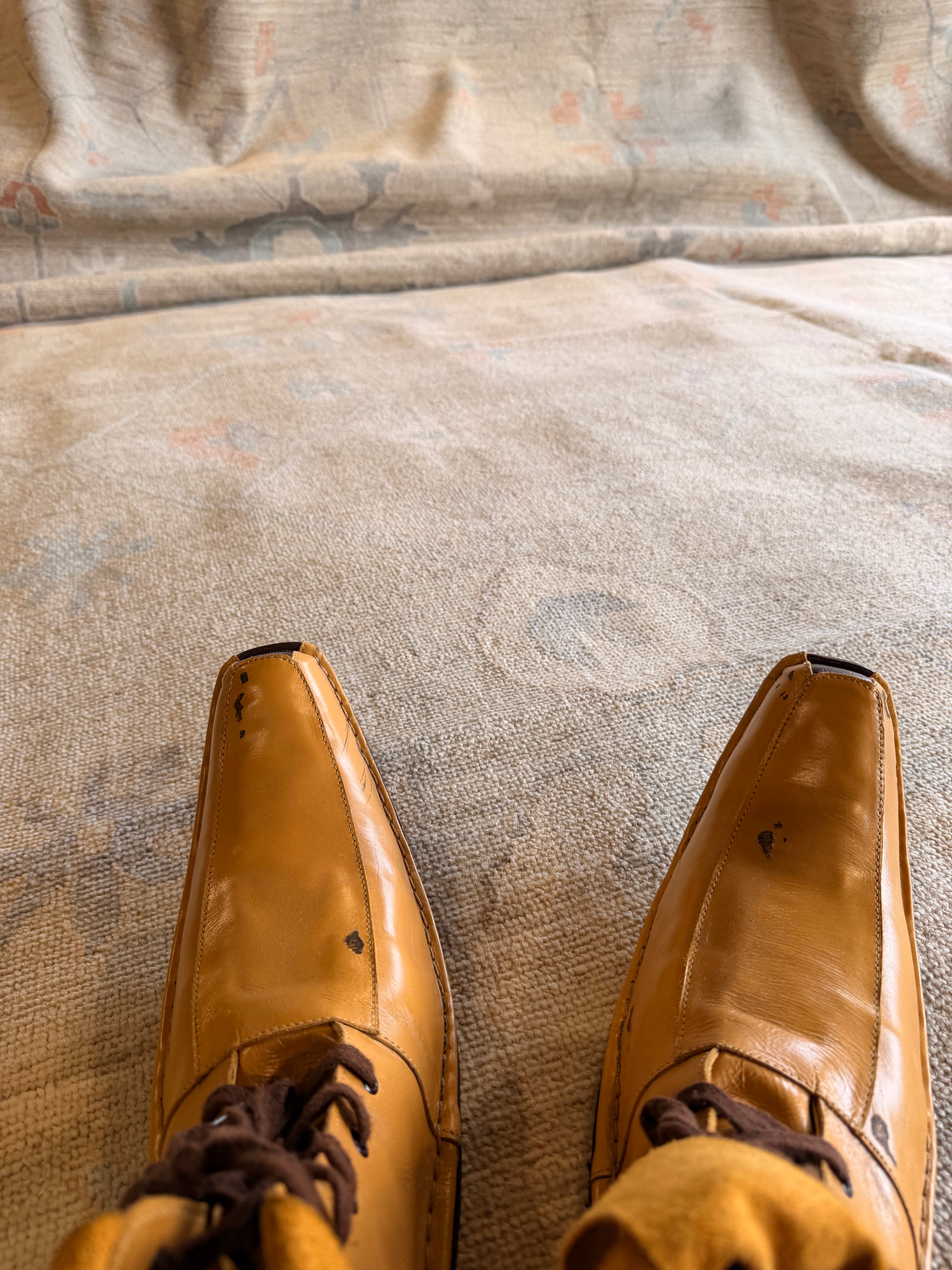 Gaia Rose 9.3x12.6 Blue and Orange Afghani Whitewashed Oushak